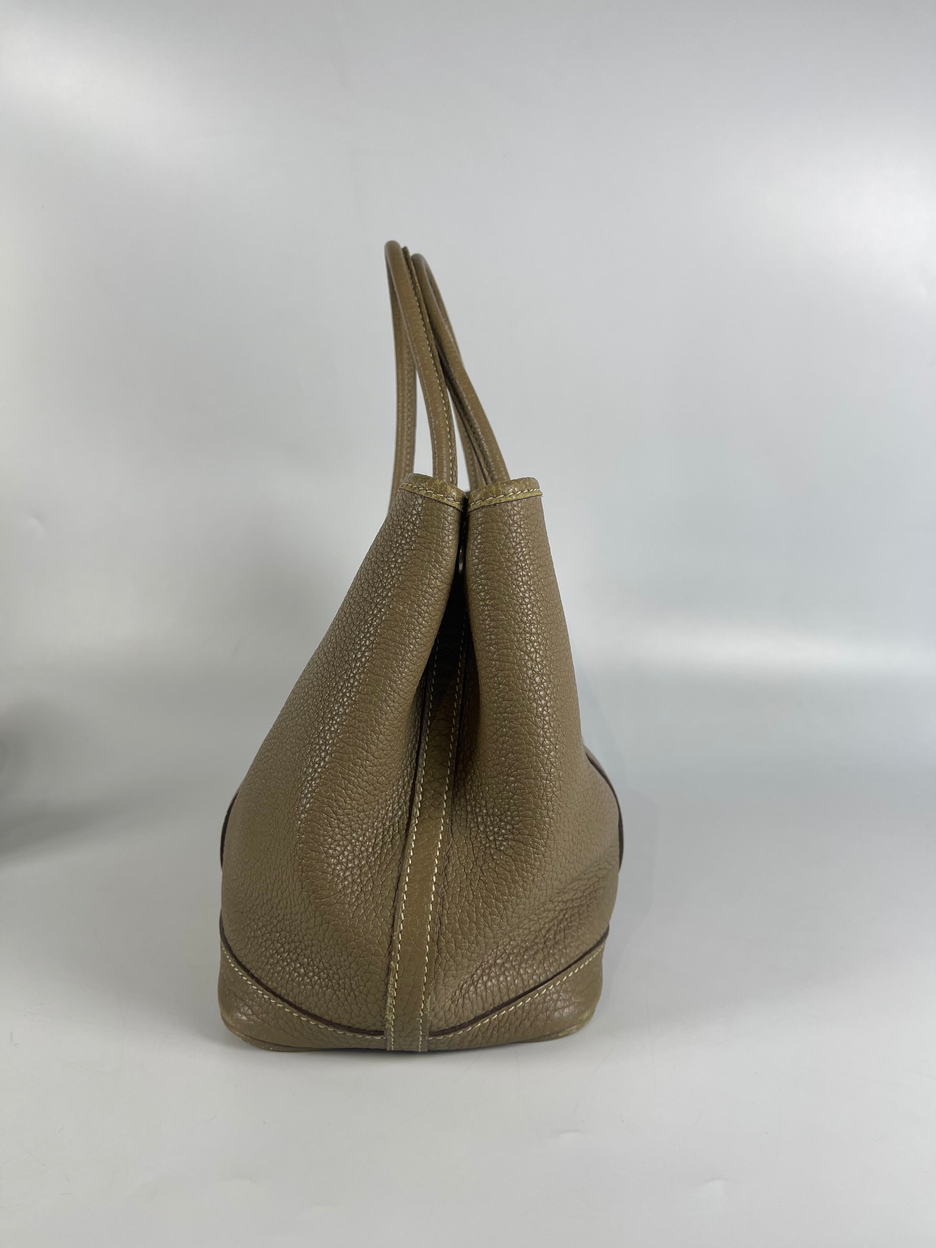 Garden Party Tote 30 (GPT) Etoupe Negonda Leather in Palladium Hardware Stamp Square R (2014) | Purse Maison Luxury Bags Shop