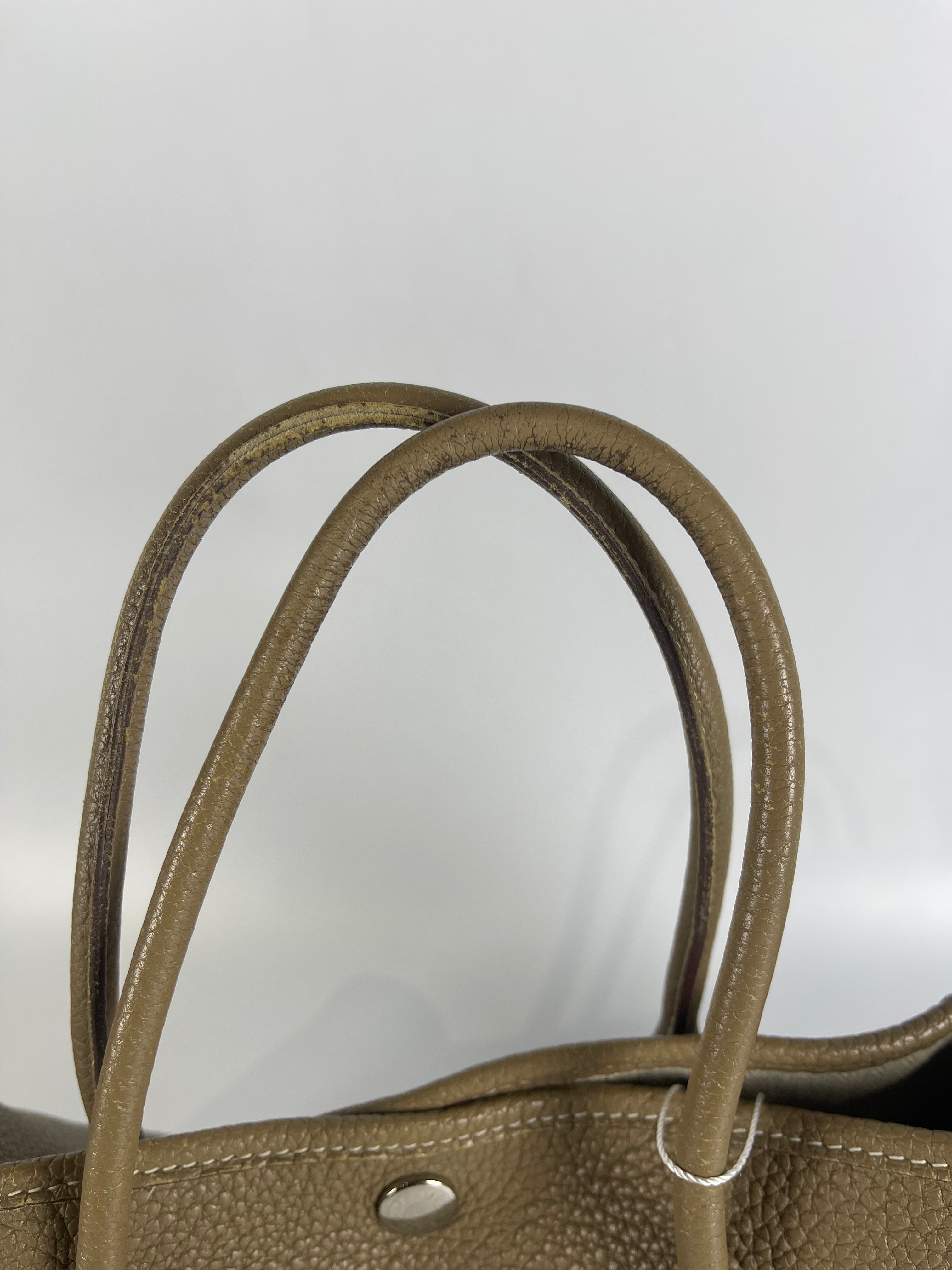 Garden Party Tote 30 (GPT) Etoupe Negonda Leather in Palladium Hardware Stamp Square R (2014) | Purse Maison Luxury Bags Shop