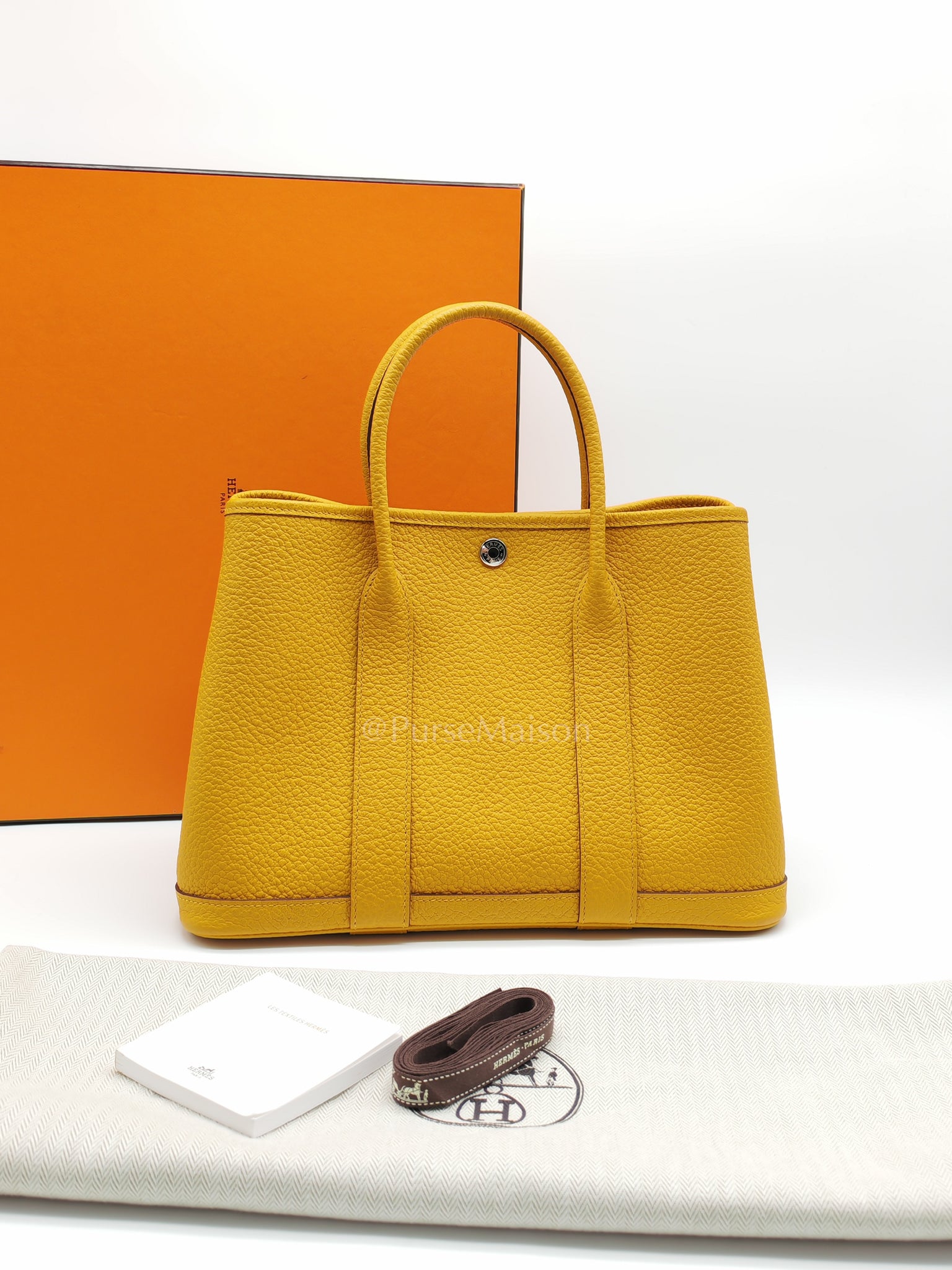 Garden Party Tote 30 (GPT) in Jaune Ambre Palladium Hardware Stamp D (2019) | Purse Maison Luxury Bags Shop