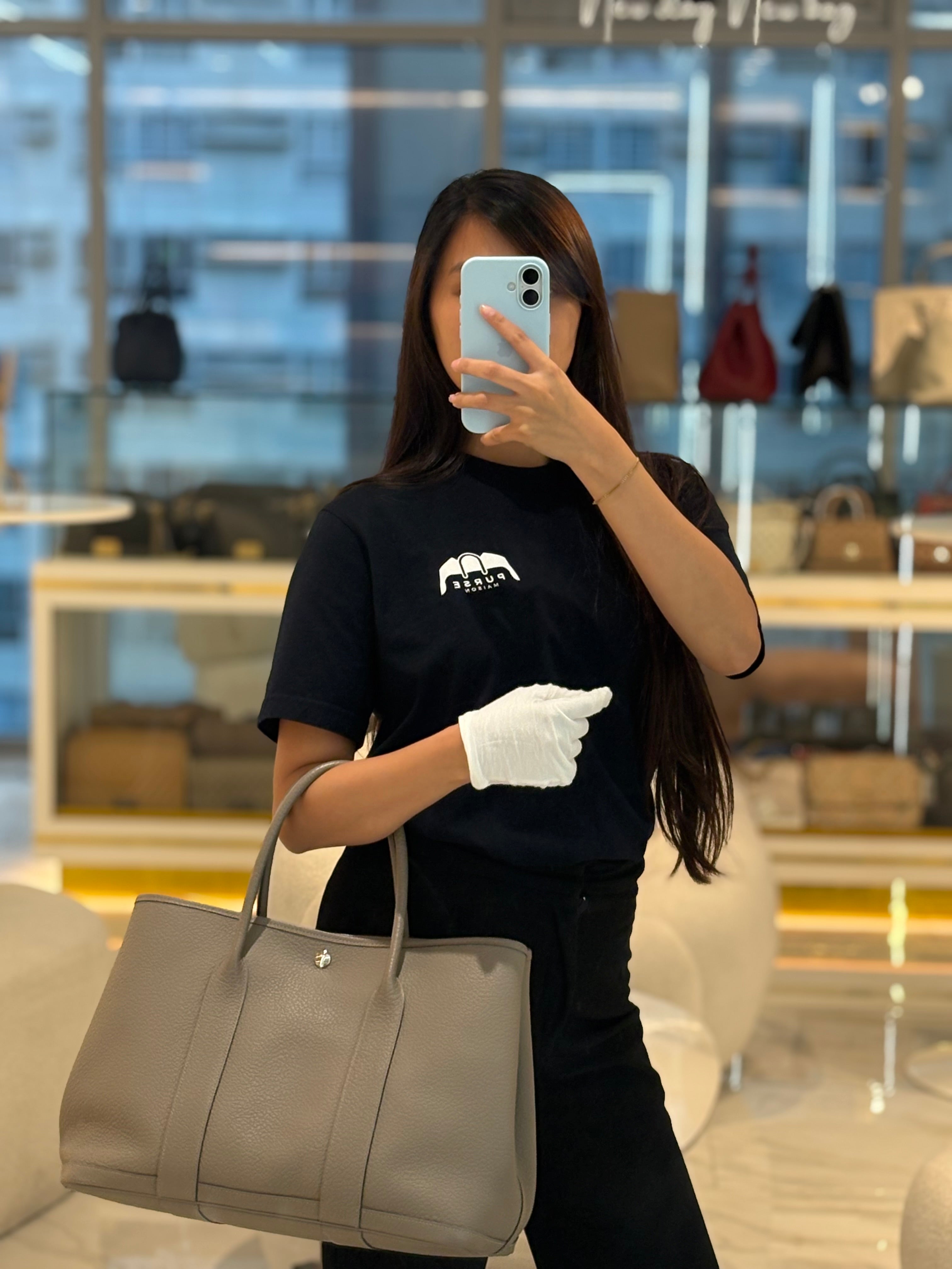 Garden Party Tote 36 (GPT) in Gris Asphalte in Vache Country Leather Stamp D (2019) | Purse Maison Luxury Bags Shop
