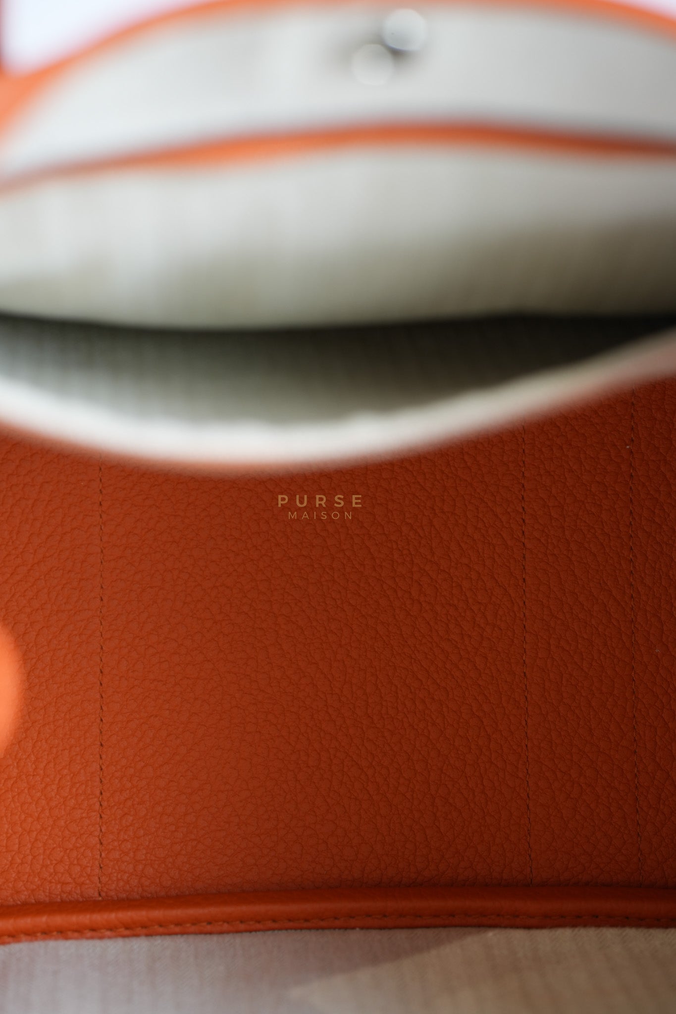 Garden Party Tote 36 (GPT) in Orange Clemence Leather and Palladium Hardware Stamp Square R | Purse Maison Luxury Bags Shop