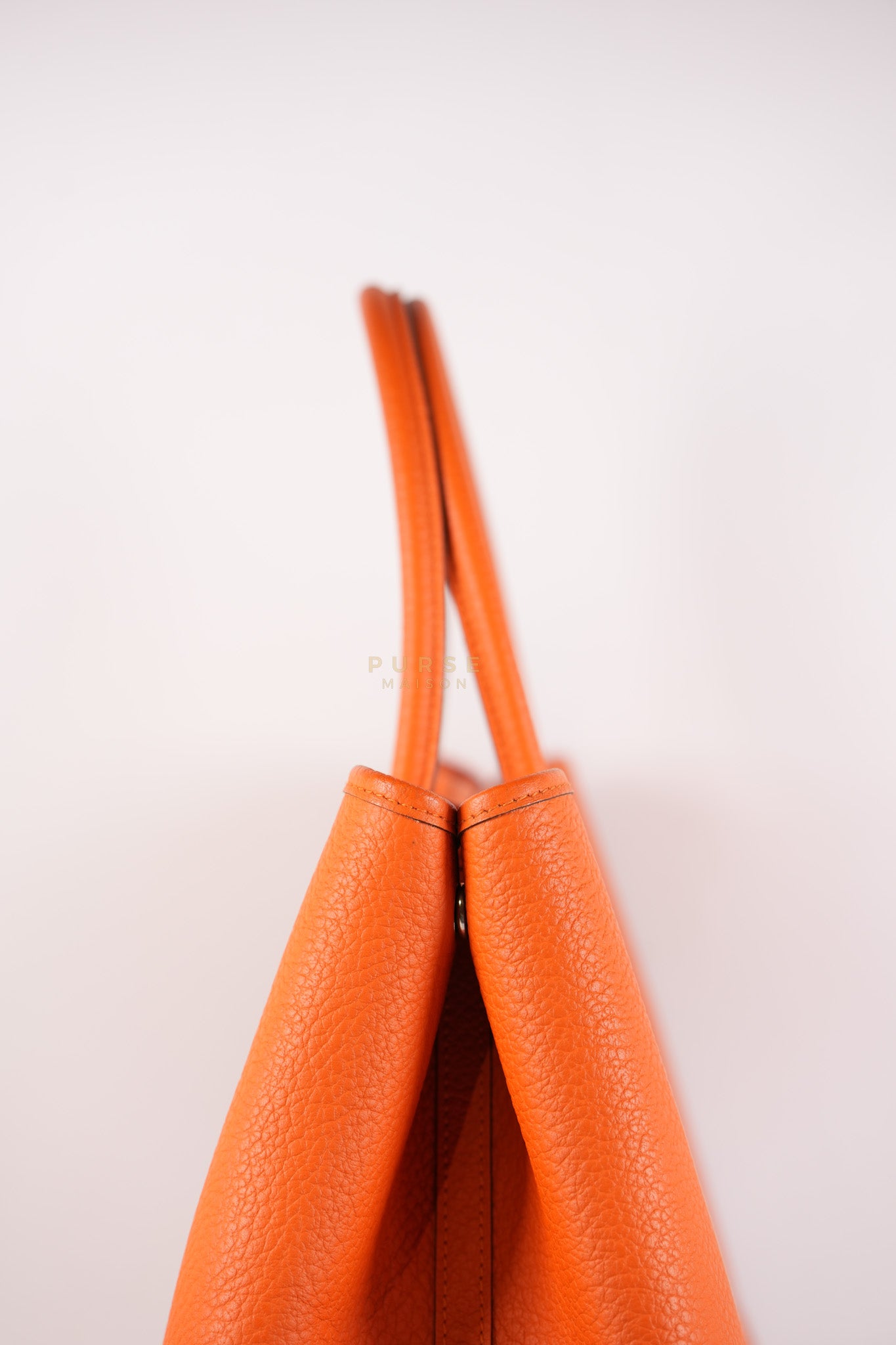 Garden Party Tote 36 (GPT) in Orange Clemence Leather and Palladium Hardware Stamp Square R | Purse Maison Luxury Bags Shop
