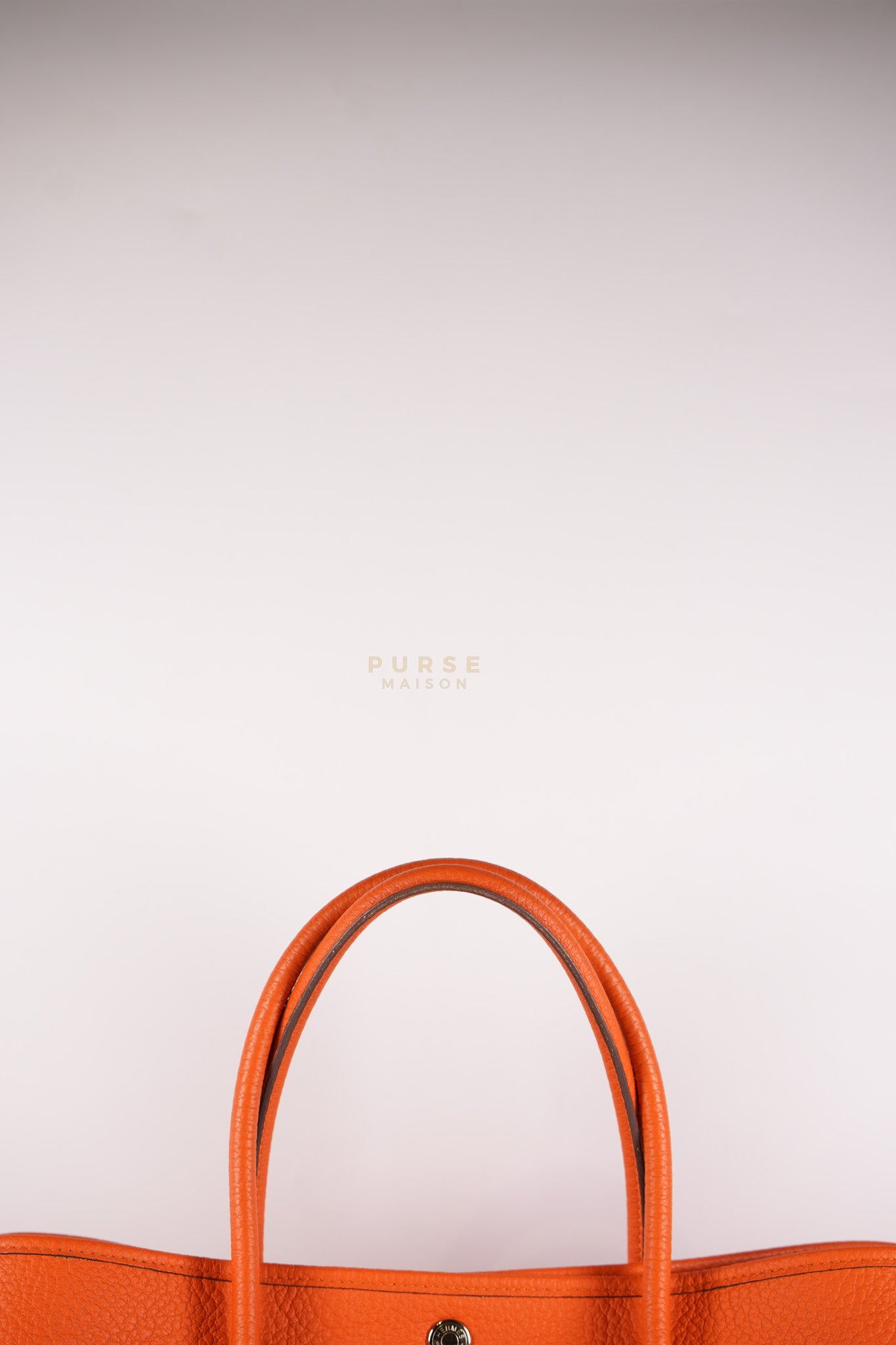 Garden Party Tote 36 (GPT) in Orange Clemence Leather and Palladium Hardware Stamp Square R | Purse Maison Luxury Bags Shop