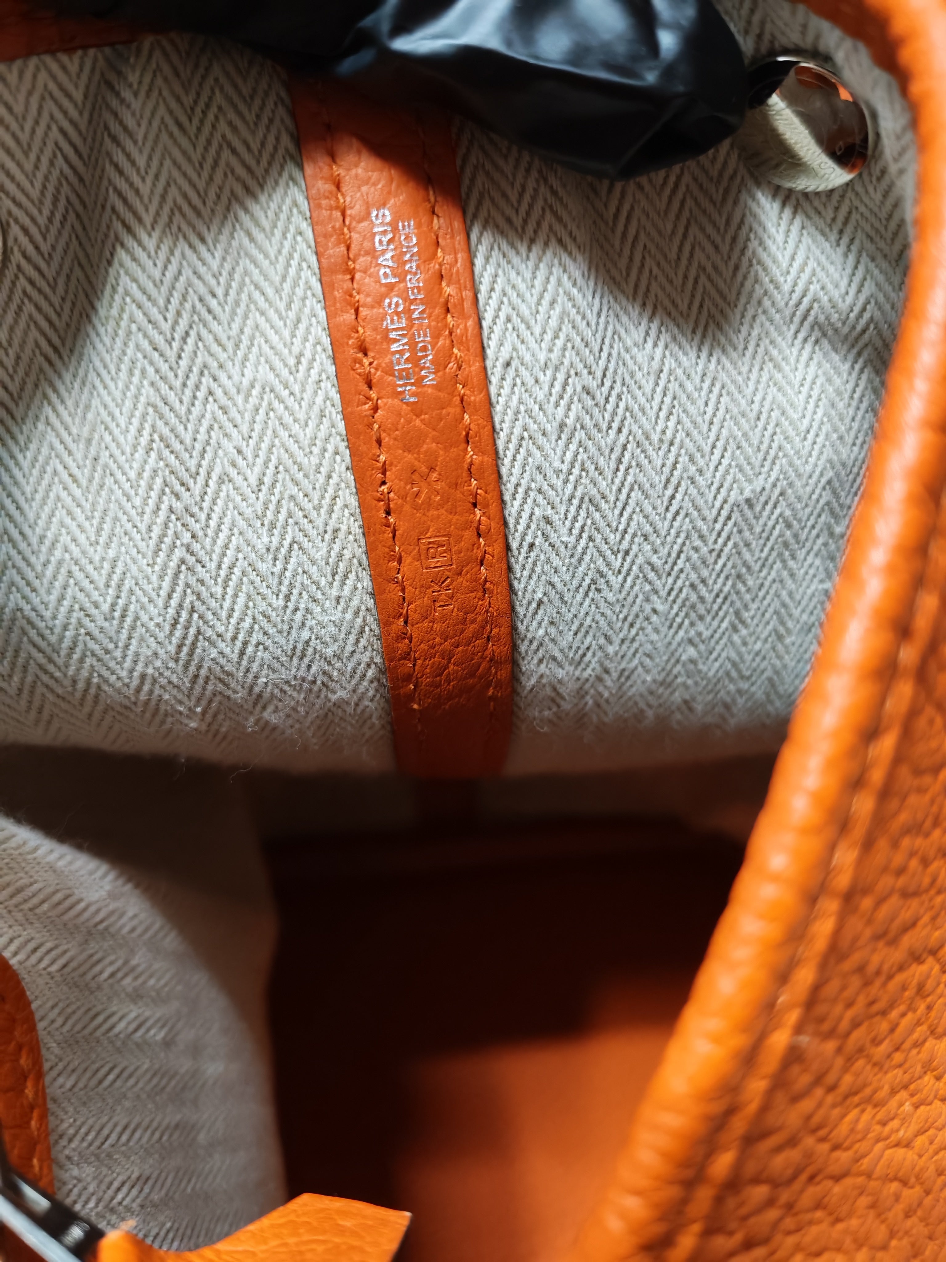 Garden Party Tote 36 (GPT) in Orange Clemence Leather and Palladium Hardware Stamp Square R | Purse Maison Luxury Bags Shop