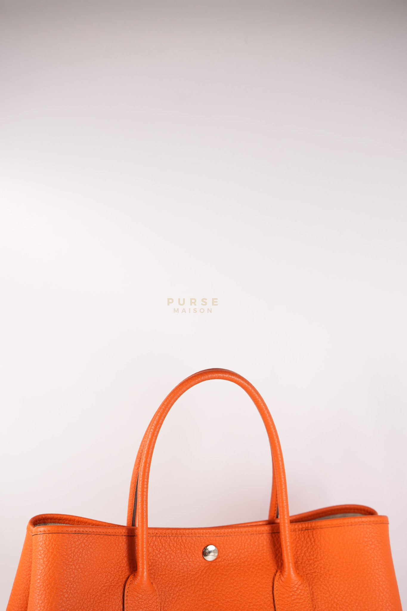Garden Party Tote 36 (GPT) in Orange Clemence Leather and Palladium Hardware Stamp Square R | Purse Maison Luxury Bags Shop