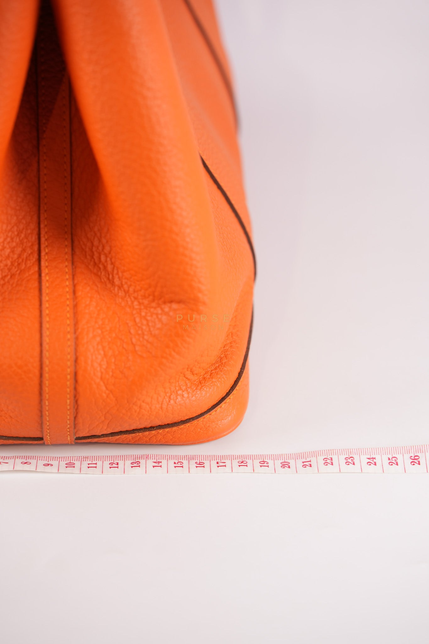 Garden Party Tote 36 (GPT) in Orange Clemence Leather and Palladium Hardware Stamp Square R | Purse Maison Luxury Bags Shop