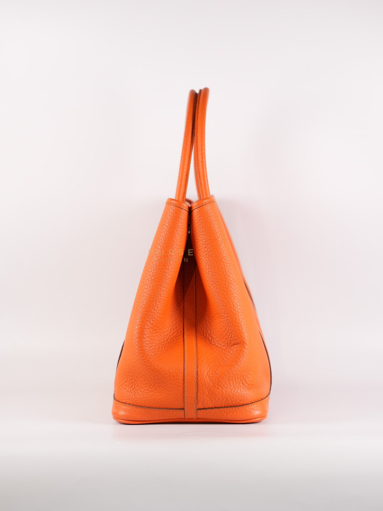 Garden Party Tote 36 (GPT) in Orange Clemence Leather and Palladium Hardware Stamp Square R | Purse Maison Luxury Bags Shop