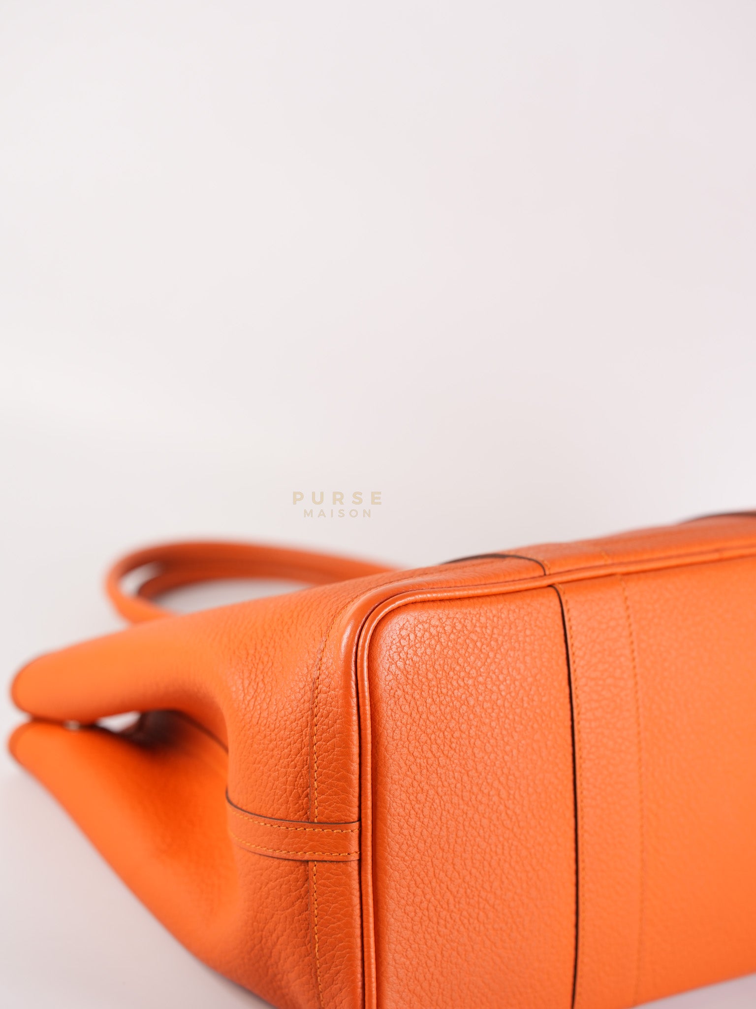 Garden Party Tote 36 (GPT) in Orange Clemence Leather and Palladium Hardware Stamp Square R | Purse Maison Luxury Bags Shop
