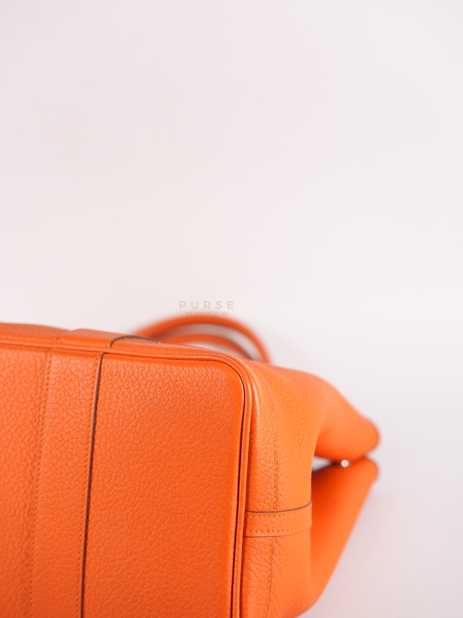 Garden Party Tote 36 (GPT) in Orange Clemence Leather and Palladium Hardware Stamp Square R | Purse Maison Luxury Bags Shop