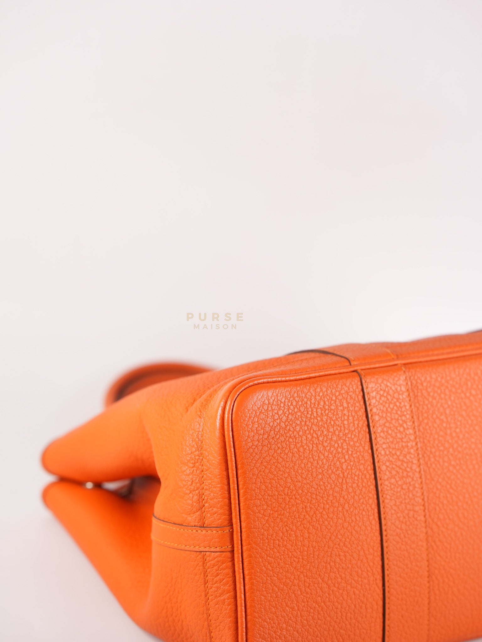 Garden Party Tote 36 (GPT) in Orange Clemence Leather and Palladium Hardware Stamp Square R | Purse Maison Luxury Bags Shop
