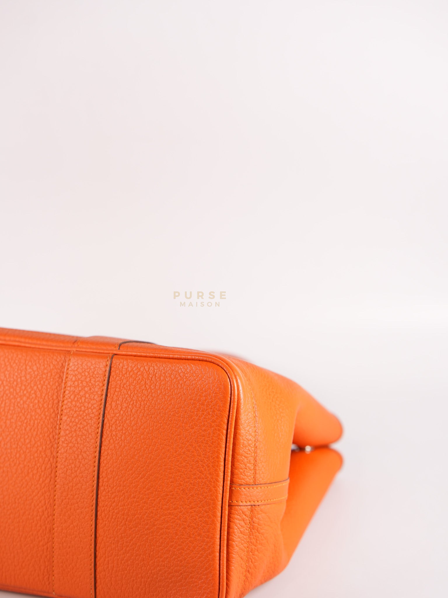 Garden Party Tote 36 (GPT) in Orange Clemence Leather and Palladium Hardware Stamp Square R | Purse Maison Luxury Bags Shop