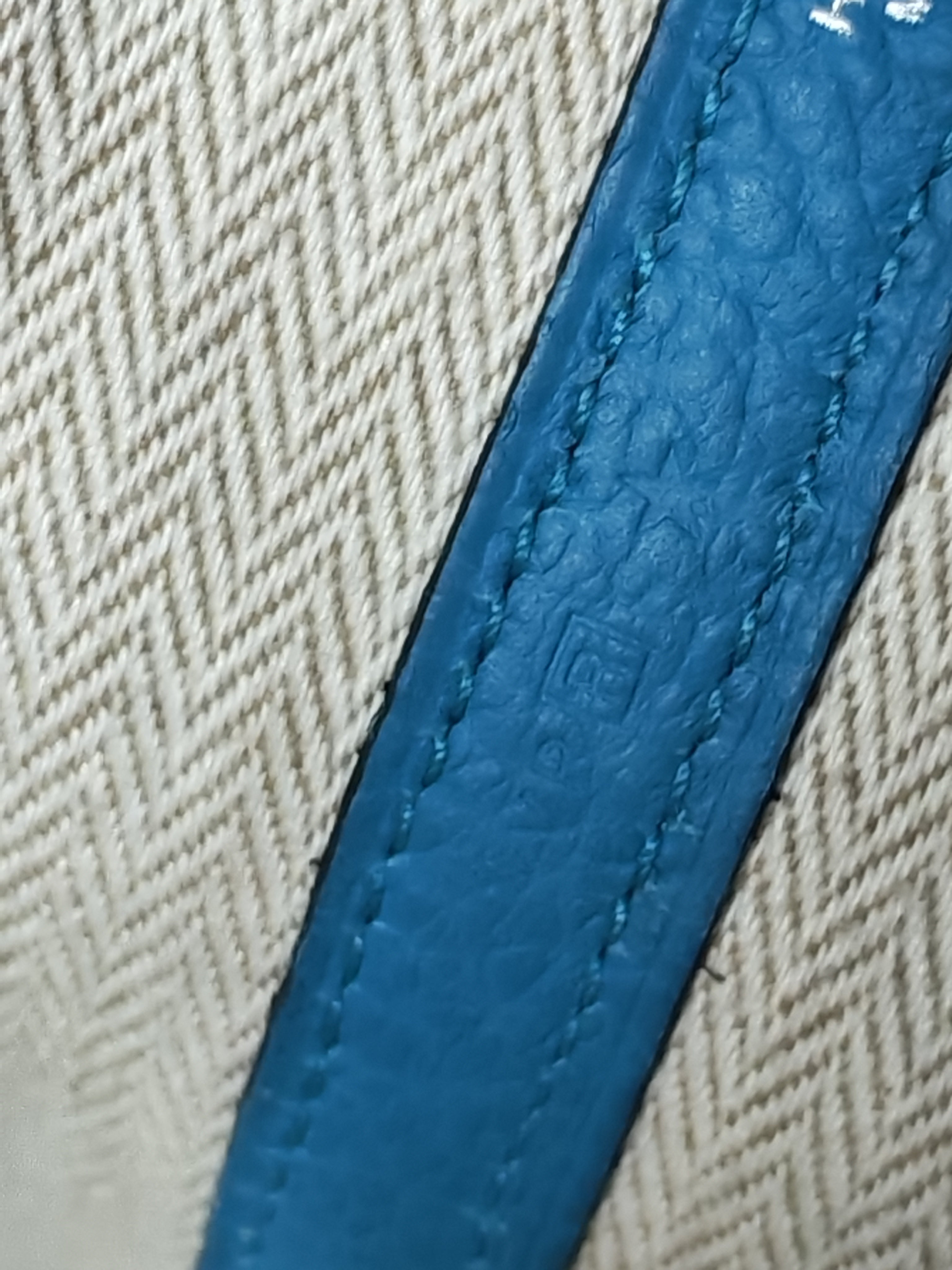 Garden Party Tote 36 (GPT) in Turqoise Clemence Leather and Palladium Hardware Stamp Square R (2014) | Purse Maison Luxury Bags Shop