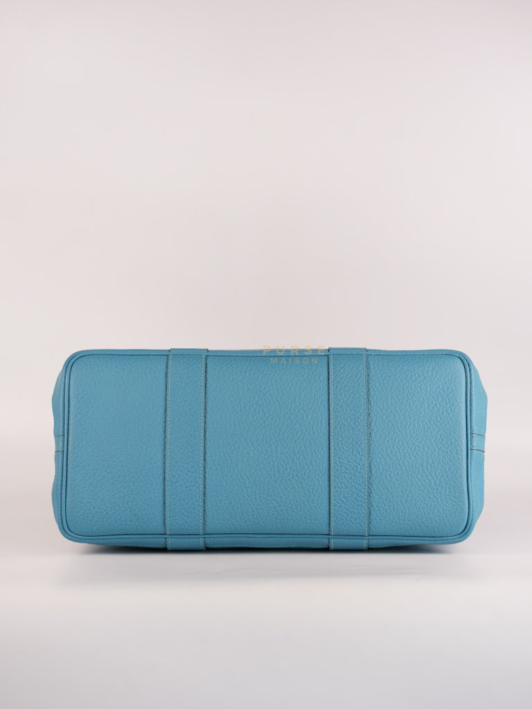Garden Party Tote 36 (GPT) in Turqoise Clemence Leather and Palladium Hardware Stamp Square R (2014) | Purse Maison Luxury Bags Shop