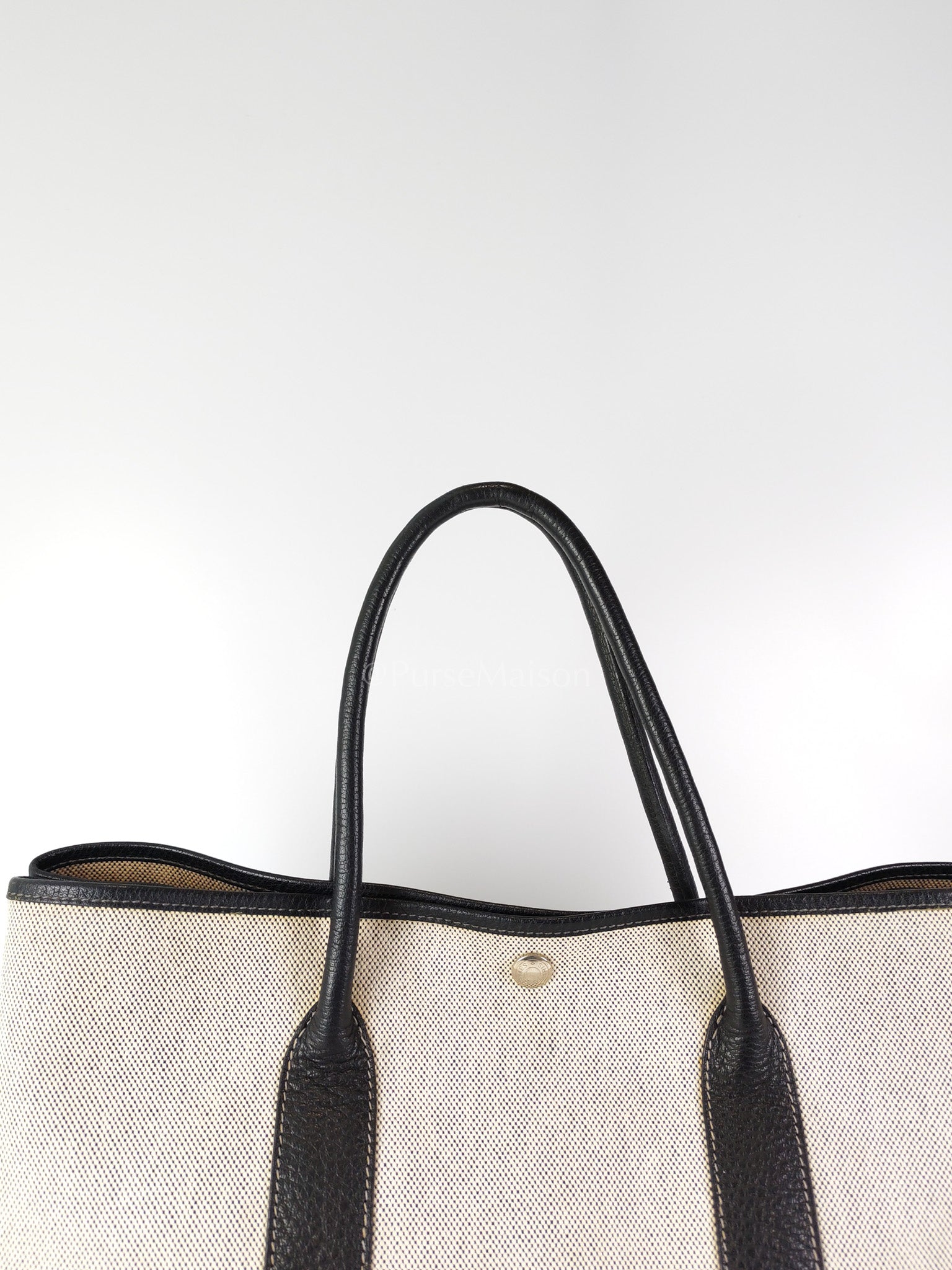 Garden Party Tote 36 (GPT) Toile/Black Leather and Canvas Handbag Stamp Square H (2004) | Purse Maison Luxury Bags Shop