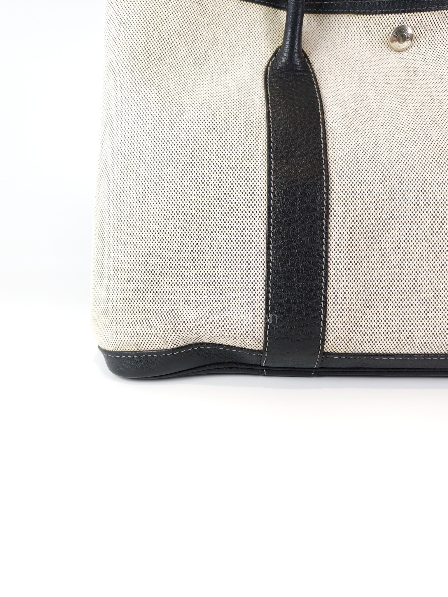 Garden Party Tote 36 (GPT) Toile/Black Leather and Canvas Handbag Stamp Square H (2004) | Purse Maison Luxury Bags Shop