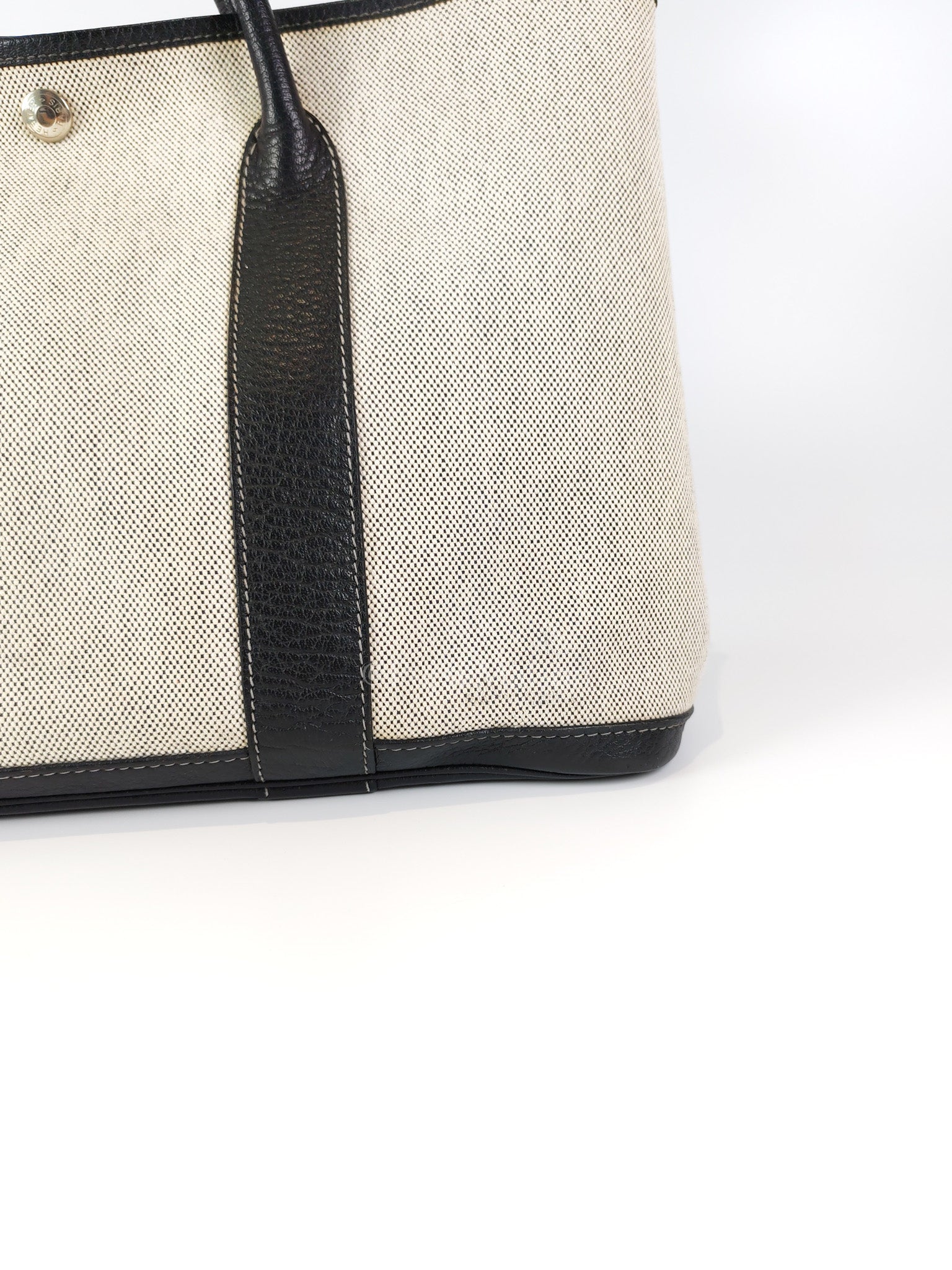 Garden Party Tote 36 (GPT) Toile/Black Leather and Canvas Handbag Stamp Square H (2004) | Purse Maison Luxury Bags Shop