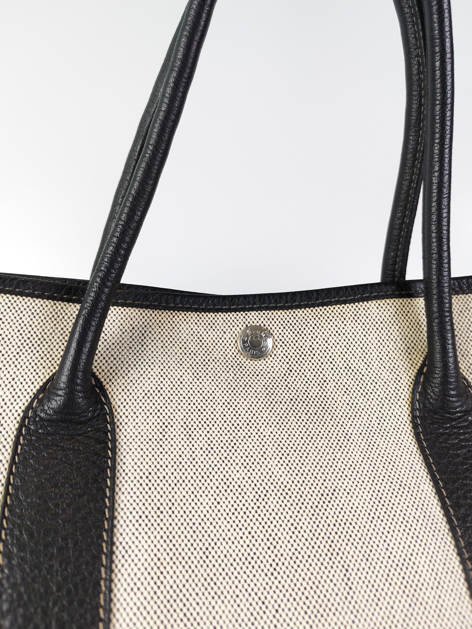 Garden Party Tote 36 (GPT) Toile/Black Leather and Canvas Handbag Stamp Square H (2004) | Purse Maison Luxury Bags Shop