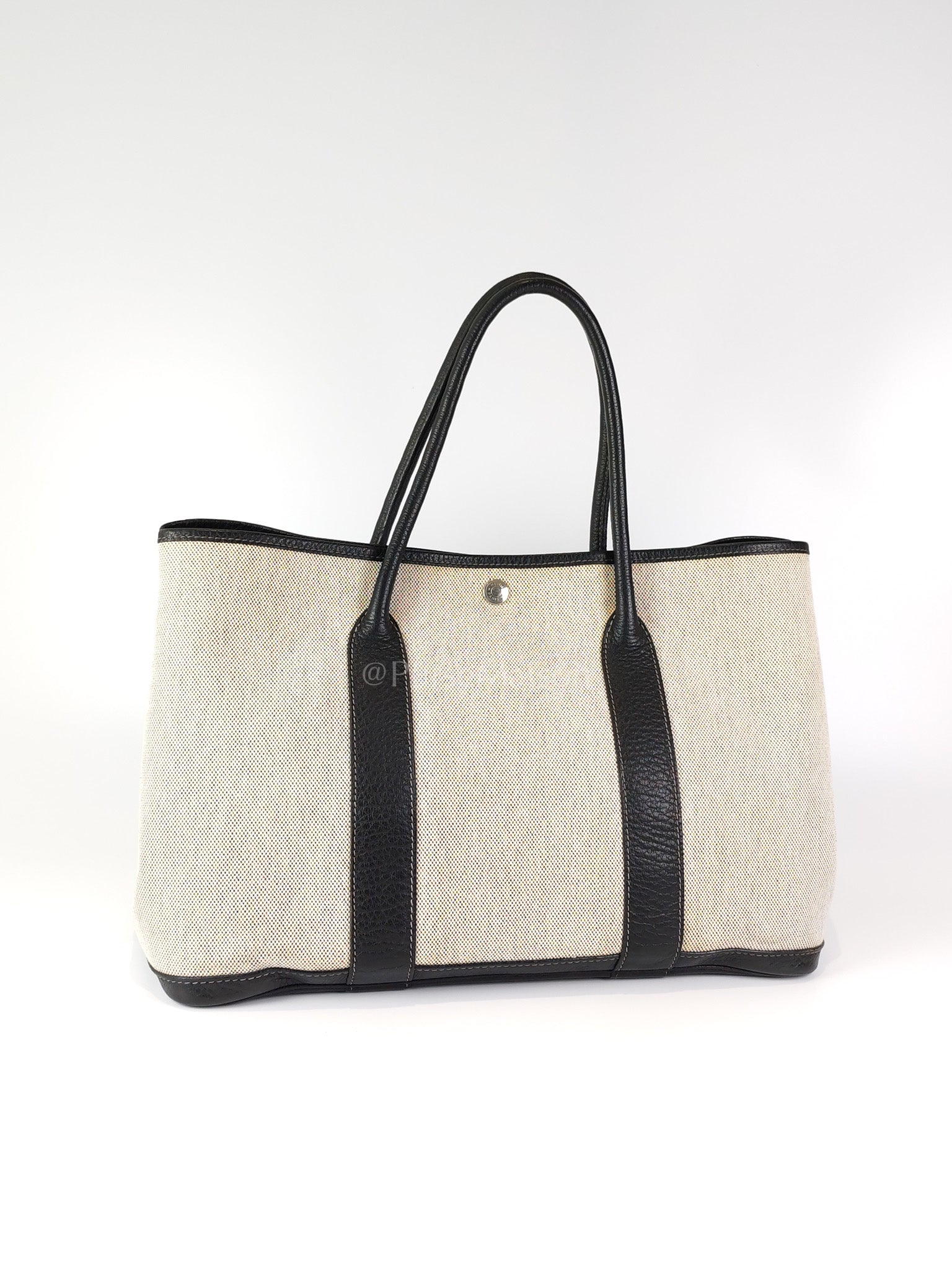 Garden Party Tote 36 (GPT) Toile/Black Leather and Canvas Handbag Stamp Square H (2004) | Purse Maison Luxury Bags Shop