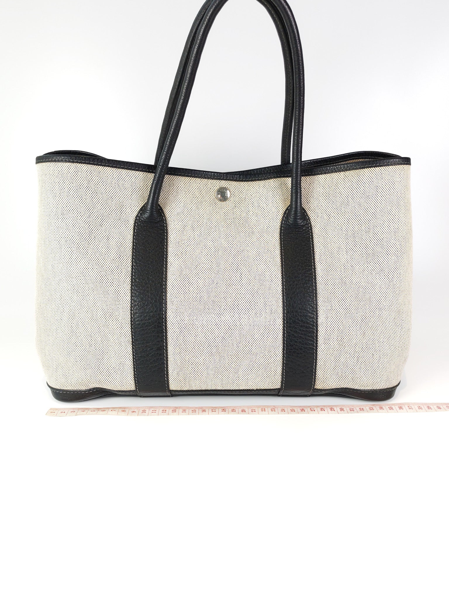 Garden Party Tote 36 (GPT) Toile/Black Leather and Canvas Handbag Stamp Square H (2004) | Purse Maison Luxury Bags Shop