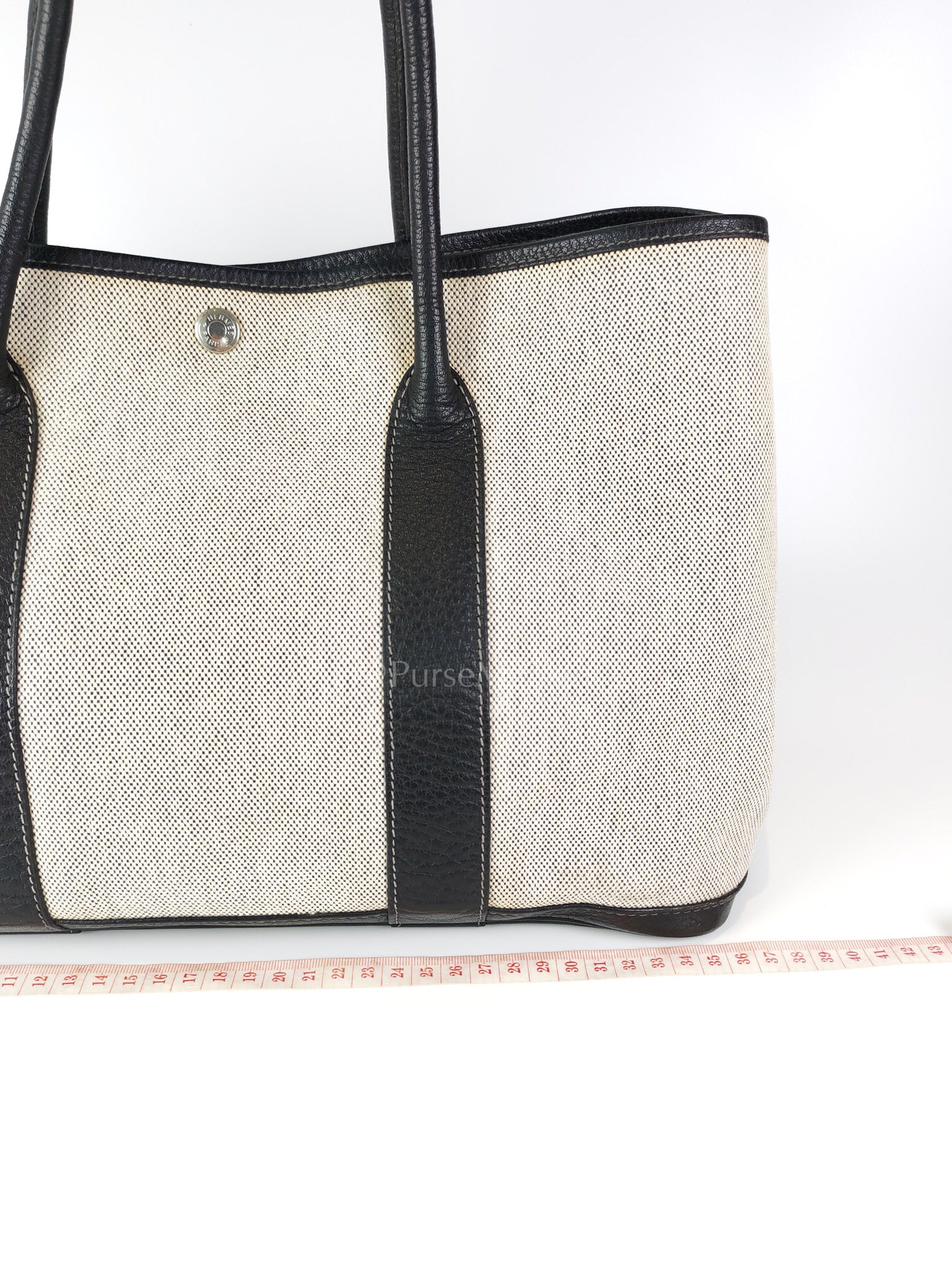 Garden Party Tote 36 (GPT) Toile/Black Leather and Canvas Handbag Stamp Square H (2004) | Purse Maison Luxury Bags Shop