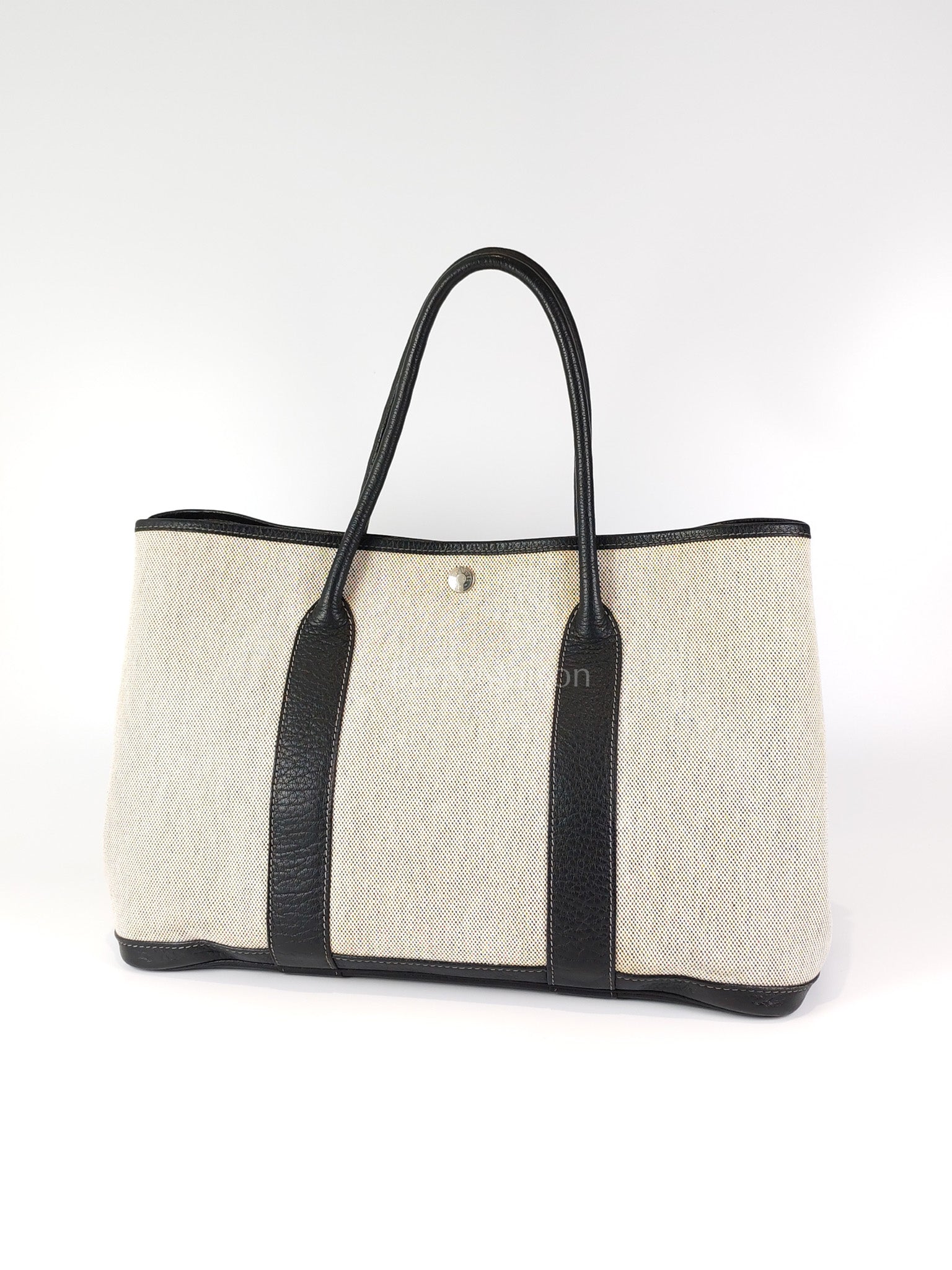Garden Party Tote 36 (GPT) Toile/Black Leather and Canvas Handbag Stamp Square H (2004) | Purse Maison Luxury Bags Shop