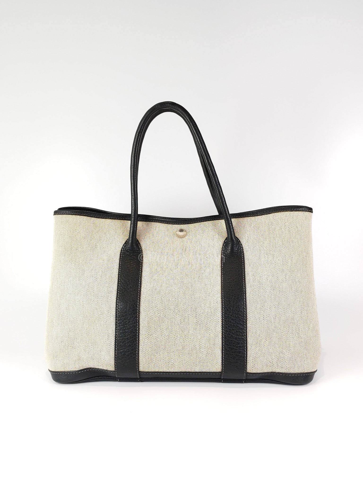 Garden Party Tote 36 (GPT) Toile/Black Leather and Canvas Handbag Stamp Square H (2004) | Purse Maison Luxury Bags Shop
