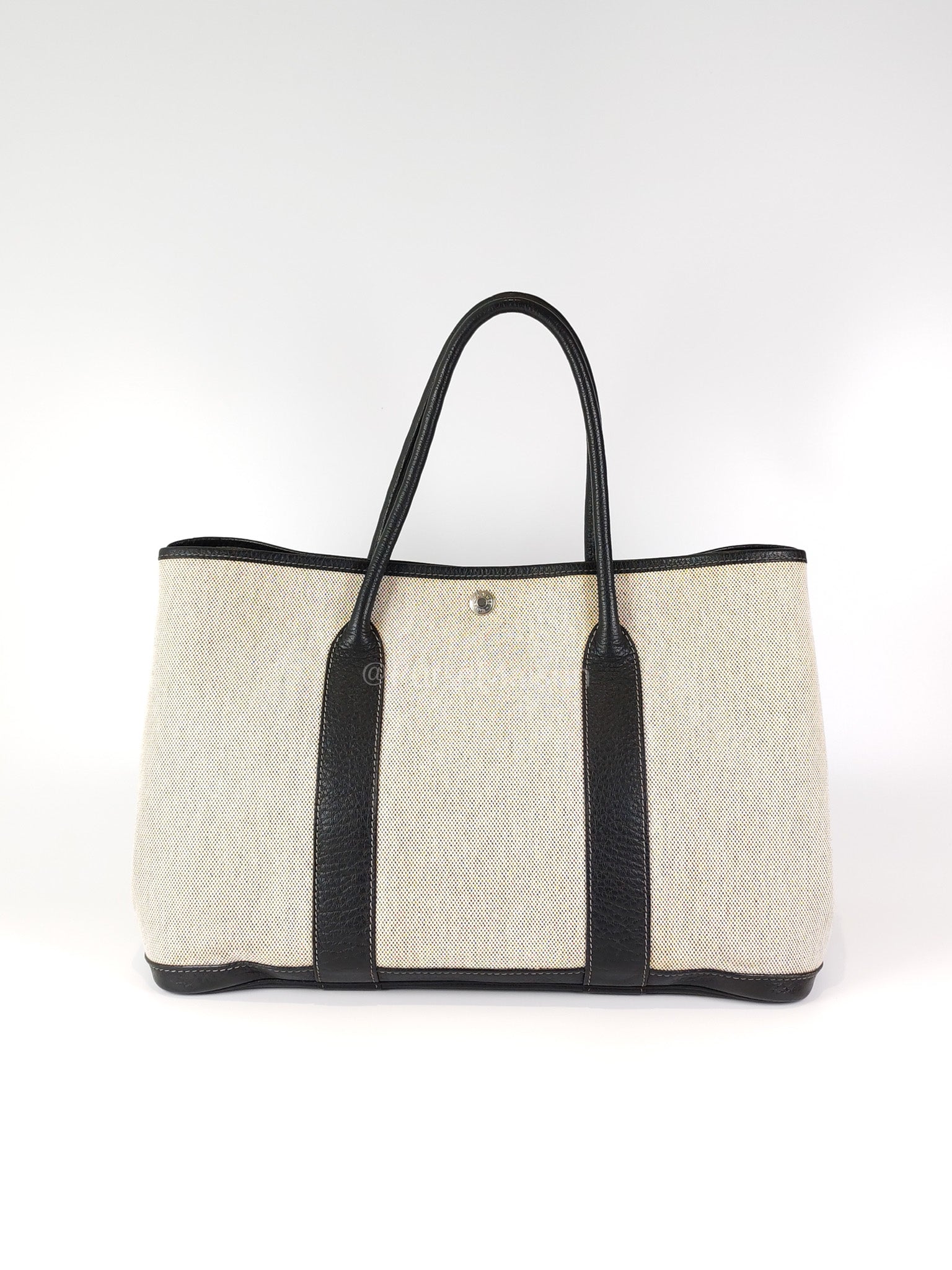 Garden Party Tote 36 (GPT) Toile/Black Leather and Canvas Handbag Stamp Square H (2004) | Purse Maison Luxury Bags Shop