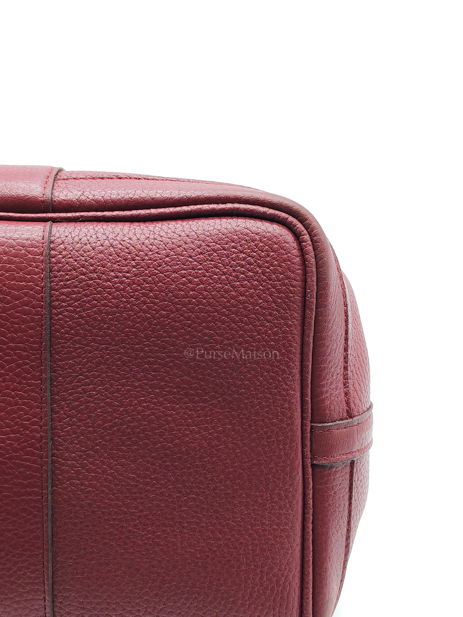 Garden Party Tote Bag 36 (GPT) in Rouge Grenat Clemence Leather & Palladium Hardware Stamp Square D (2000) | Purse Maison Luxury Bags Shop
