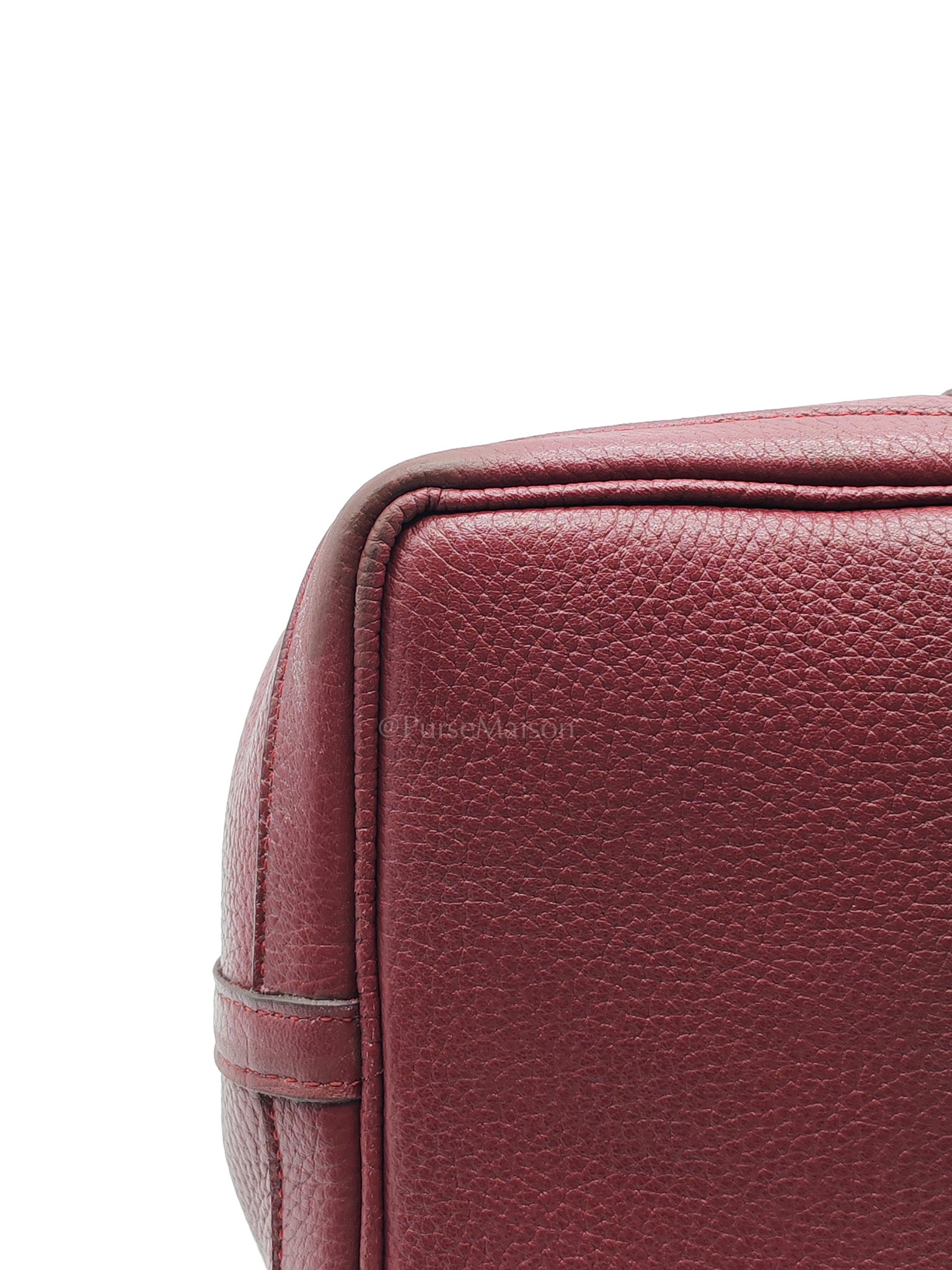 Garden Party Tote Bag 36 (GPT) in Rouge Grenat Clemence Leather & Palladium Hardware Stamp Square D (2000) | Purse Maison Luxury Bags Shop