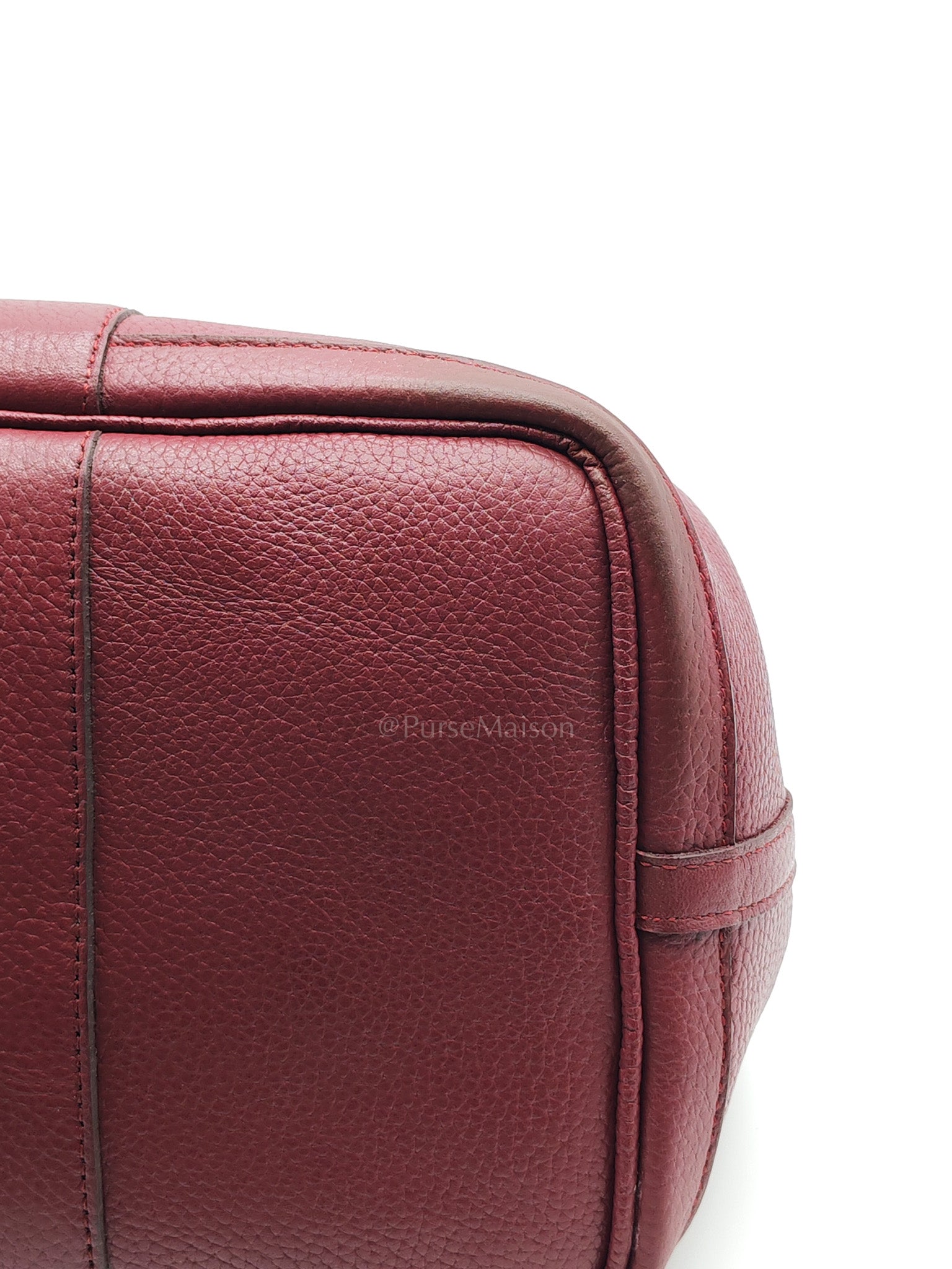 Garden Party Tote Bag 36 (GPT) in Rouge Grenat Clemence Leather & Palladium Hardware Stamp Square D (2000) | Purse Maison Luxury Bags Shop