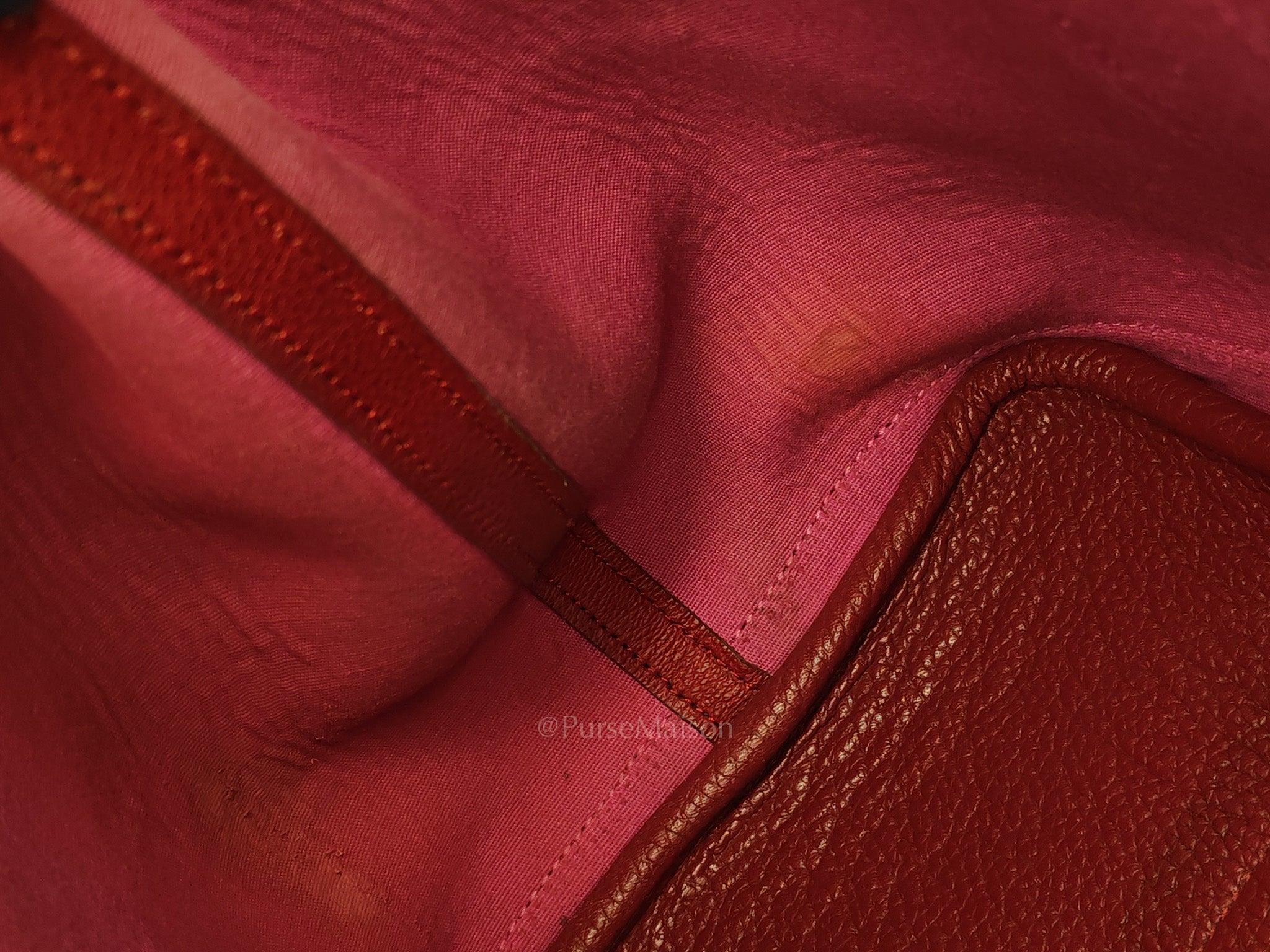 Garden Party Tote Bag 36 (GPT) in Rouge Grenat Clemence Leather & Palladium Hardware Stamp Square D (2000) | Purse Maison Luxury Bags Shop