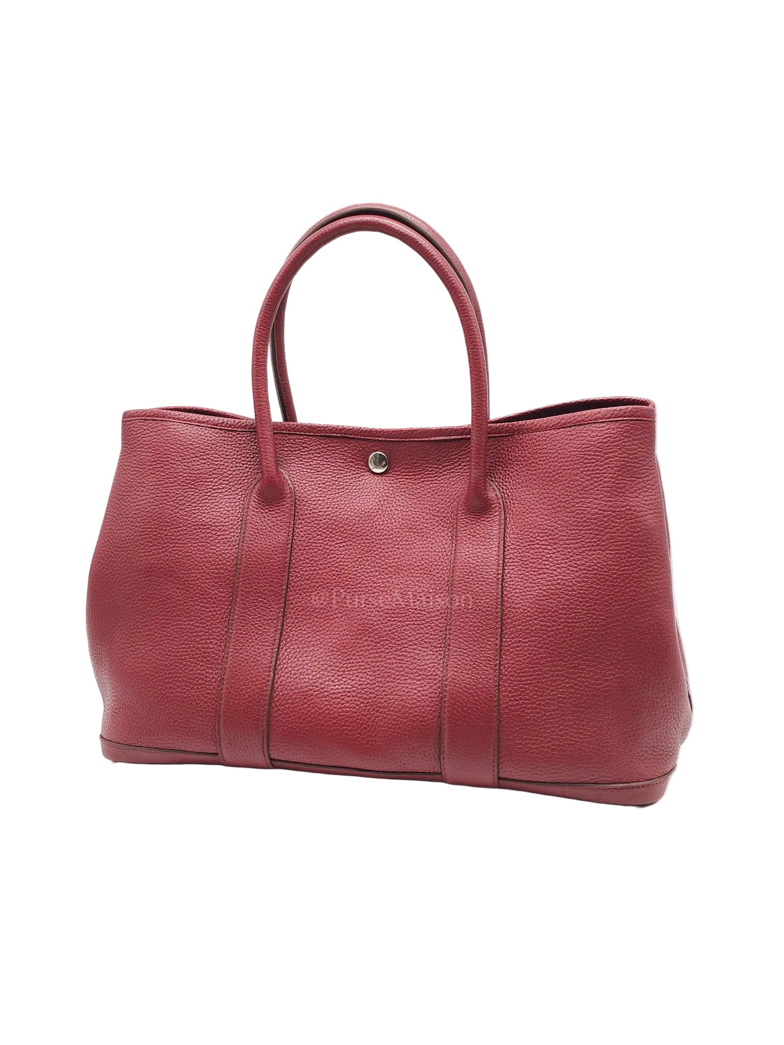 Garden Party Tote Bag 36 (GPT) in Rouge Grenat Clemence Leather & Palladium Hardware Stamp Square D (2000) | Purse Maison Luxury Bags Shop
