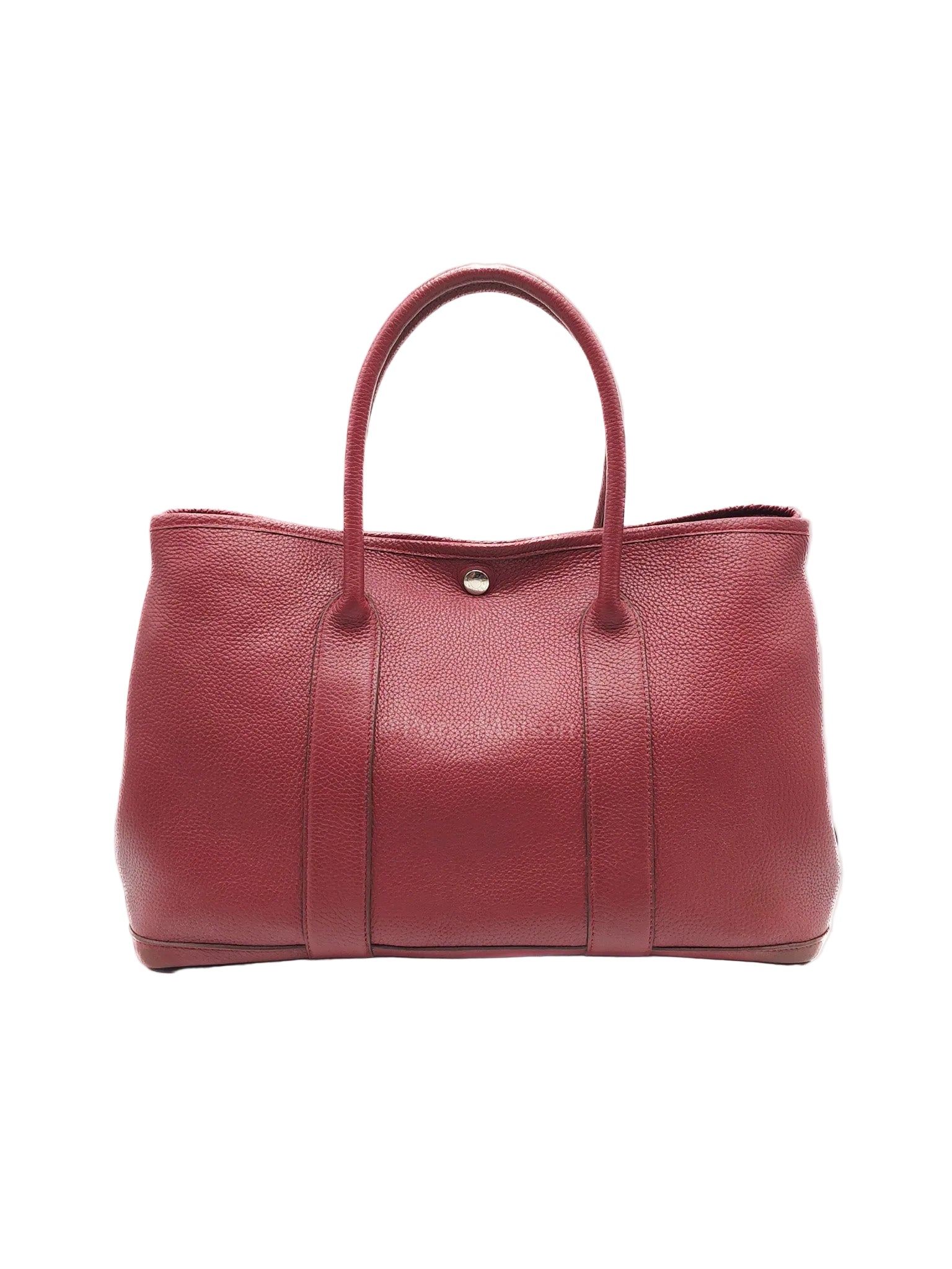 Garden Party Tote Bag 36 (GPT) in Rouge Grenat Clemence Leather & Palladium Hardware Stamp Square D (2000) | Purse Maison Luxury Bags Shop