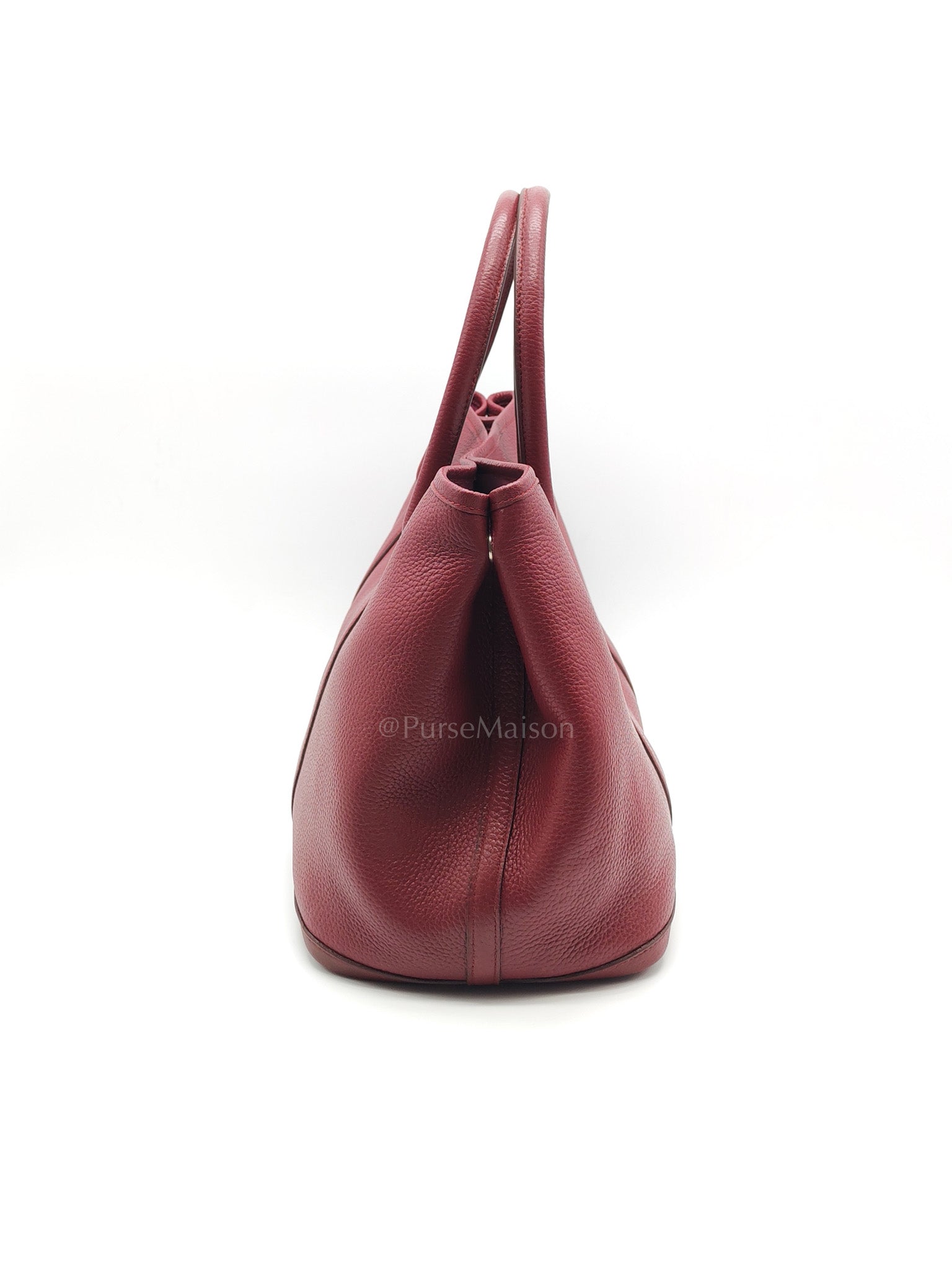 Garden Party Tote Bag 36 (GPT) in Rouge Grenat Clemence Leather & Palladium Hardware Stamp Square D (2000) | Purse Maison Luxury Bags Shop