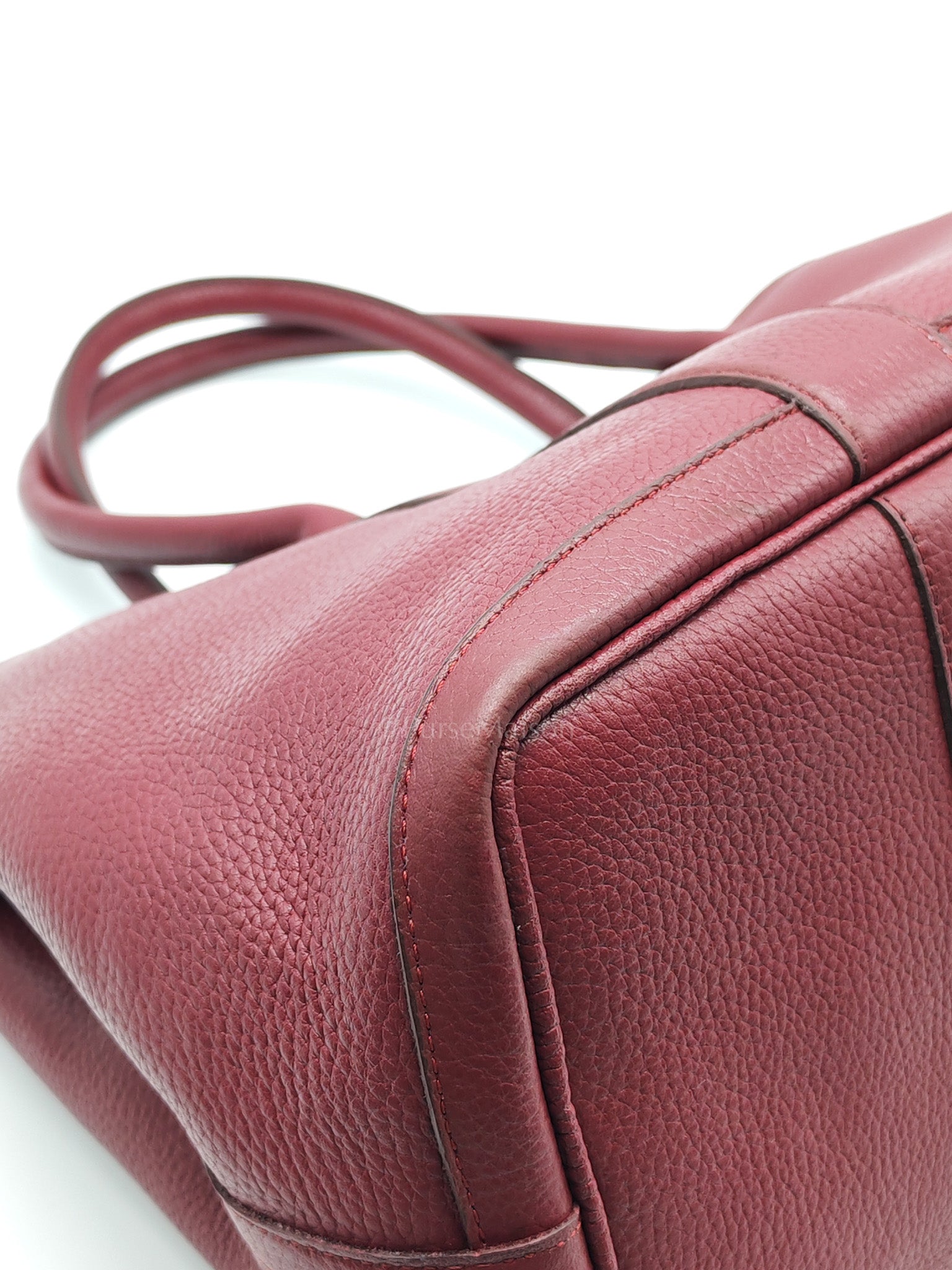 Garden Party Tote Bag 36 (GPT) in Rouge Grenat Clemence Leather & Palladium Hardware Stamp Square D (2000) | Purse Maison Luxury Bags Shop