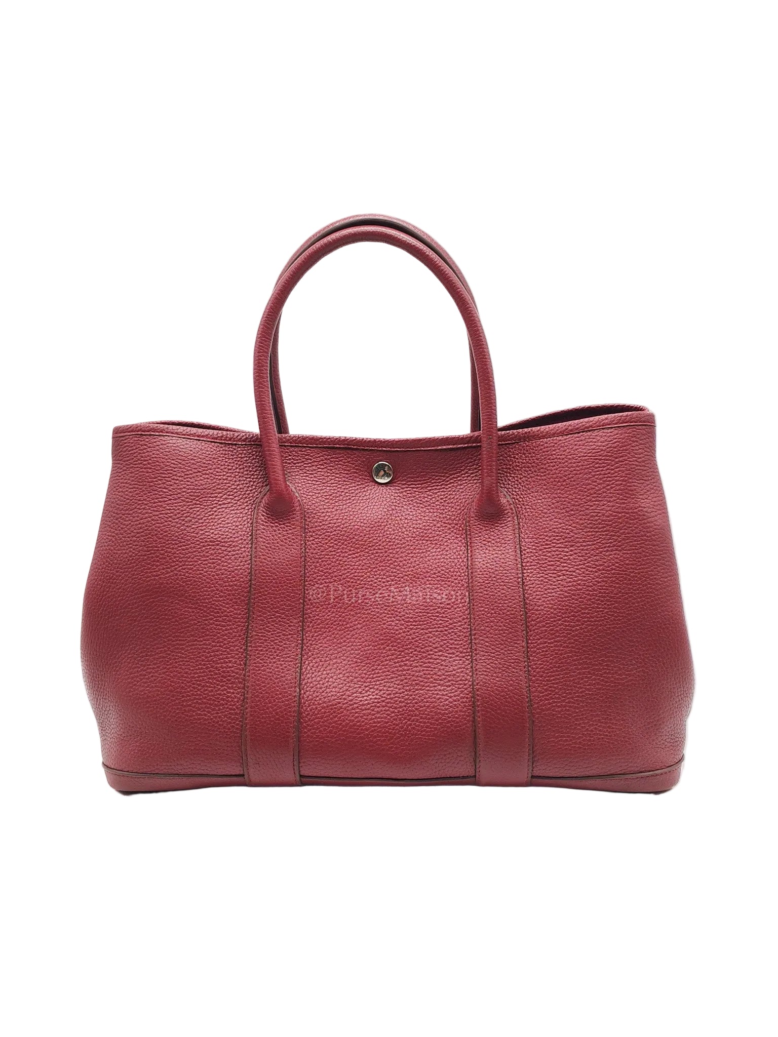 Garden Party Tote Bag 36 (GPT) in Rouge Grenat Clemence Leather & Palladium Hardware Stamp Square D (2000) | Purse Maison Luxury Bags Shop
