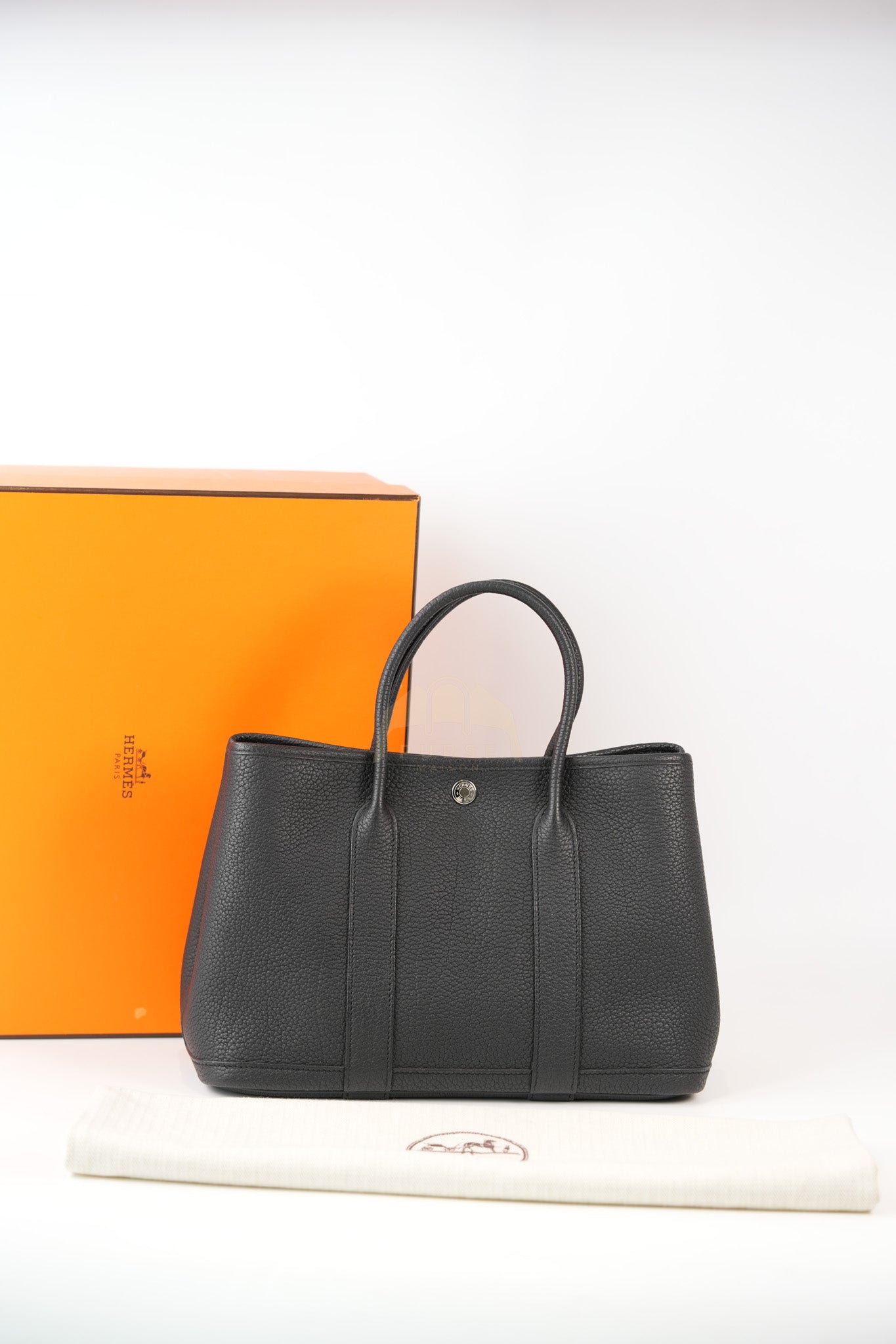 Garden party Tote Bag (GPT) 30 in Noir/Black Clemence Leather Palladium Hardware Stamp C(2018) | Purse Maison Luxury Bags Shop