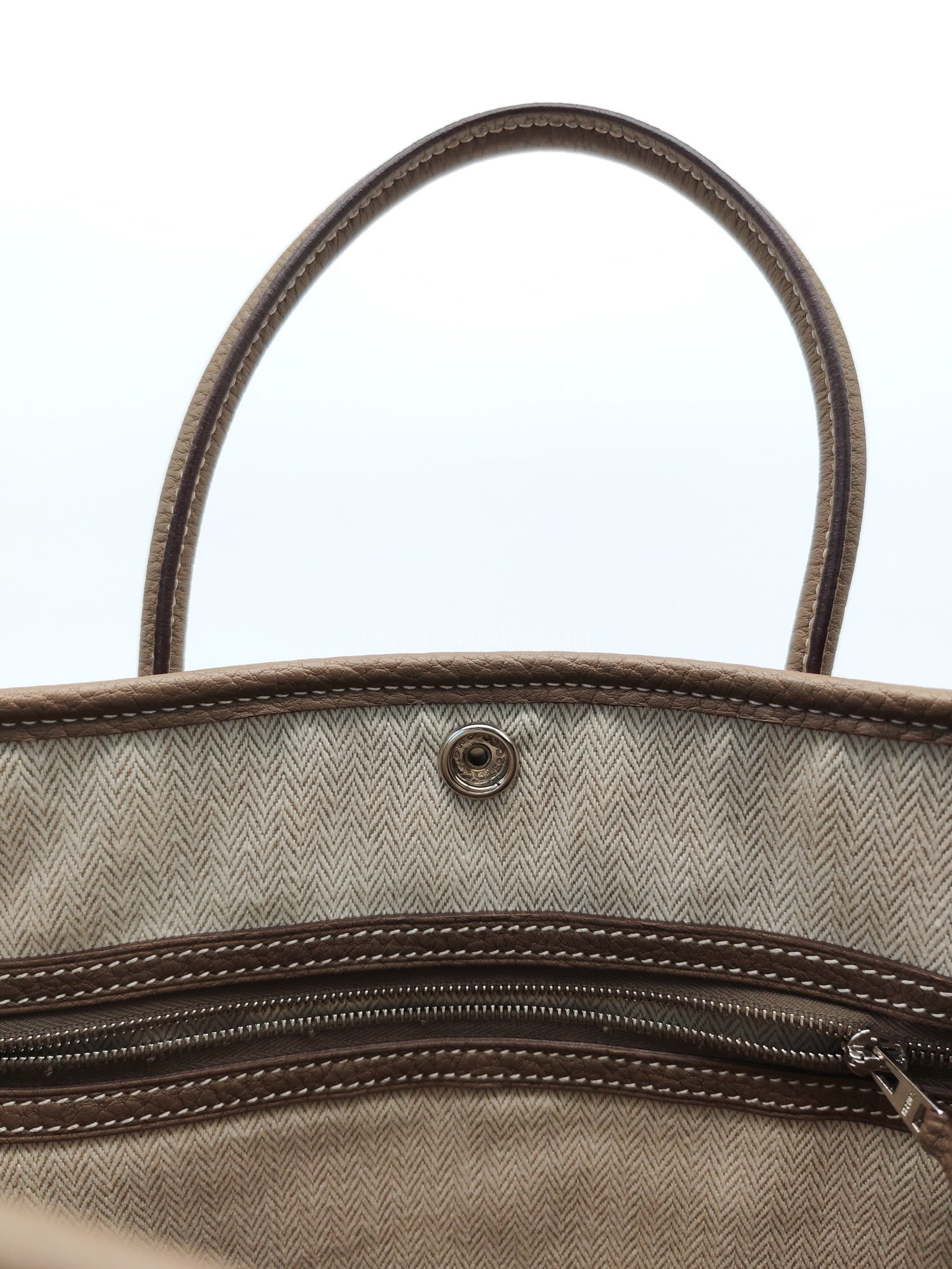 Garden Party Tote (GPT) 30 Etoupe Negonda Leather in Palladium Hardware Stamp W(2024) | Purse Maison Luxury Bags Shop