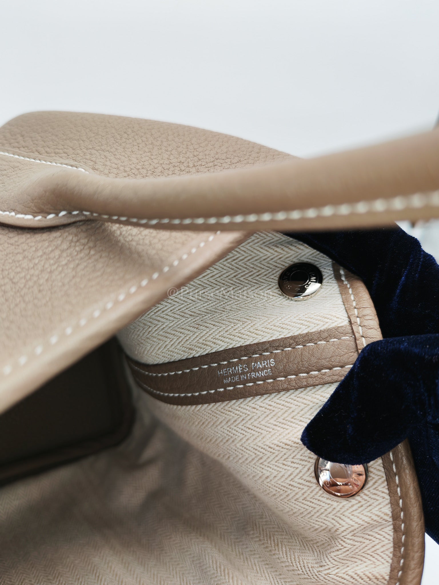 Garden Party Tote (GPT) 30 Etoupe Negonda Leather in Palladium Hardware Stamp W(2024) | Purse Maison Luxury Bags Shop