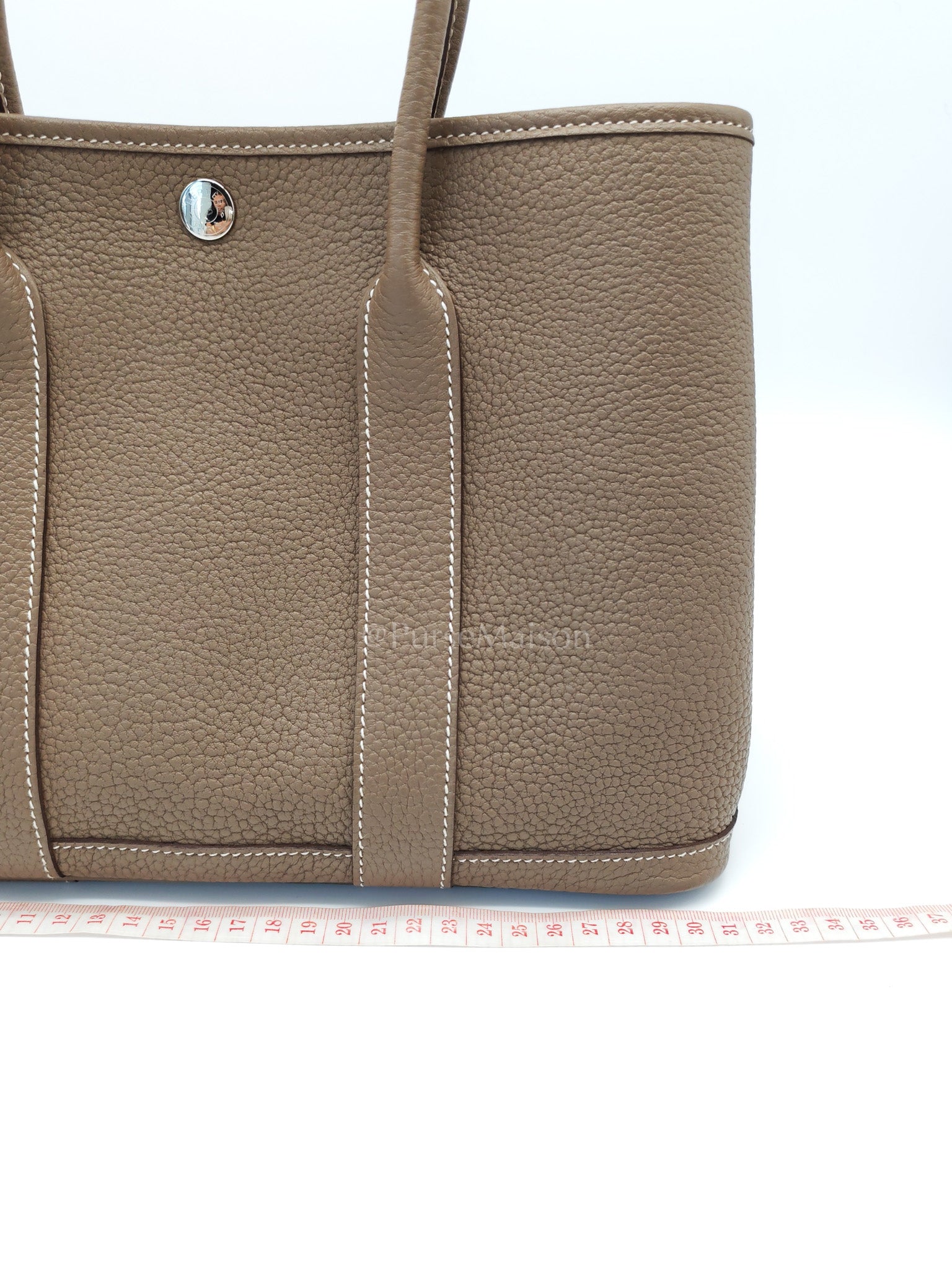 Garden Party Tote (GPT) 30 Etoupe Negonda Leather in Palladium Hardware Stamp W(2024) | Purse Maison Luxury Bags Shop