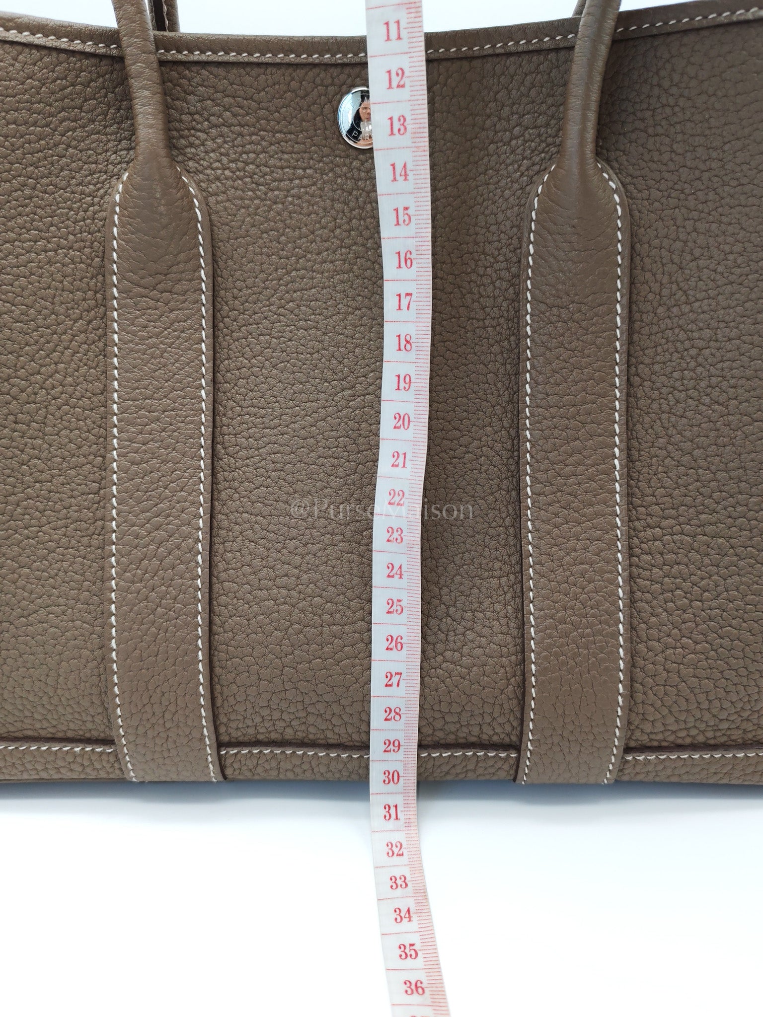 Garden Party Tote (GPT) 30 Etoupe Negonda Leather in Palladium Hardware Stamp W(2024) | Purse Maison Luxury Bags Shop