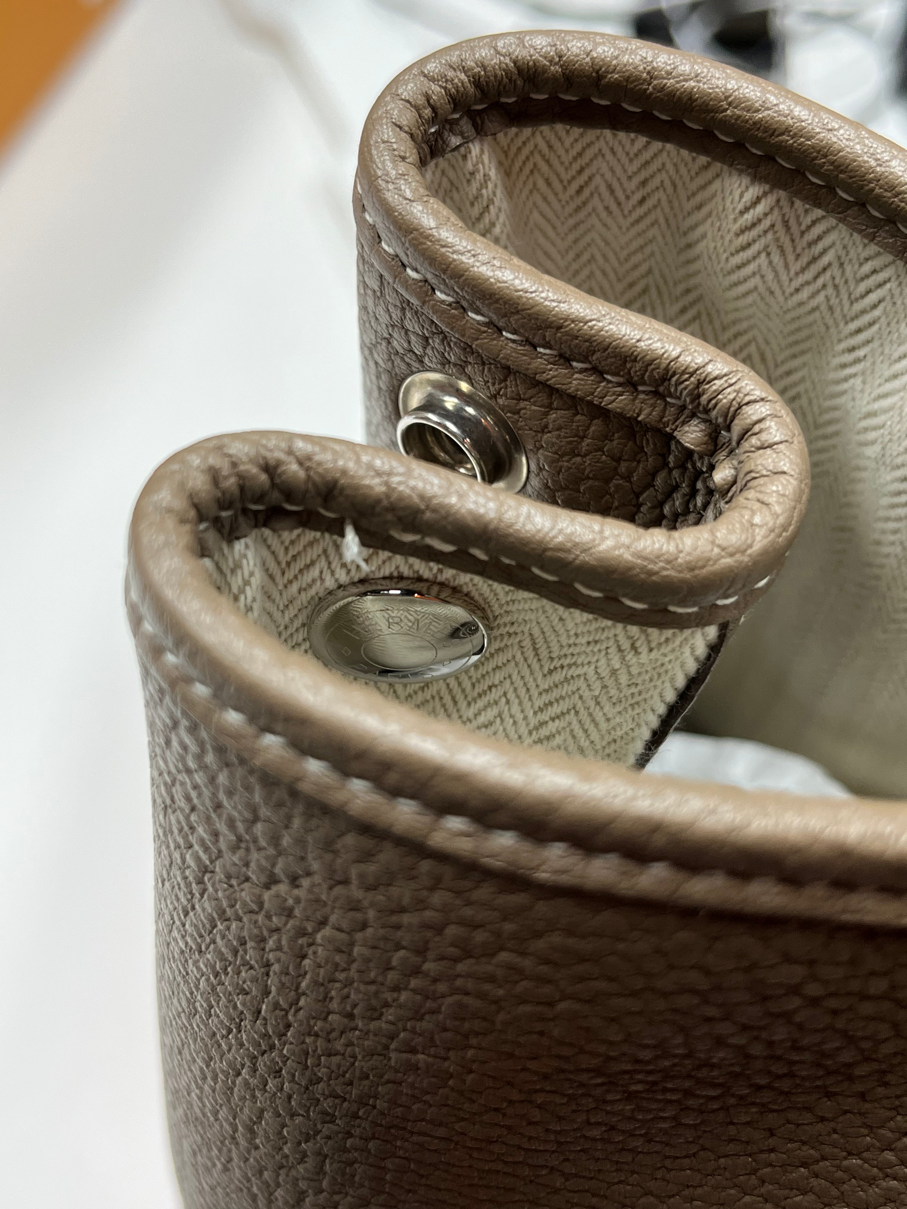 Garden Party Tote (GPT) 30 Etoupe Negonda Leather in Palladium Hardware Stamp W(2024) | Purse Maison Luxury Bags Shop