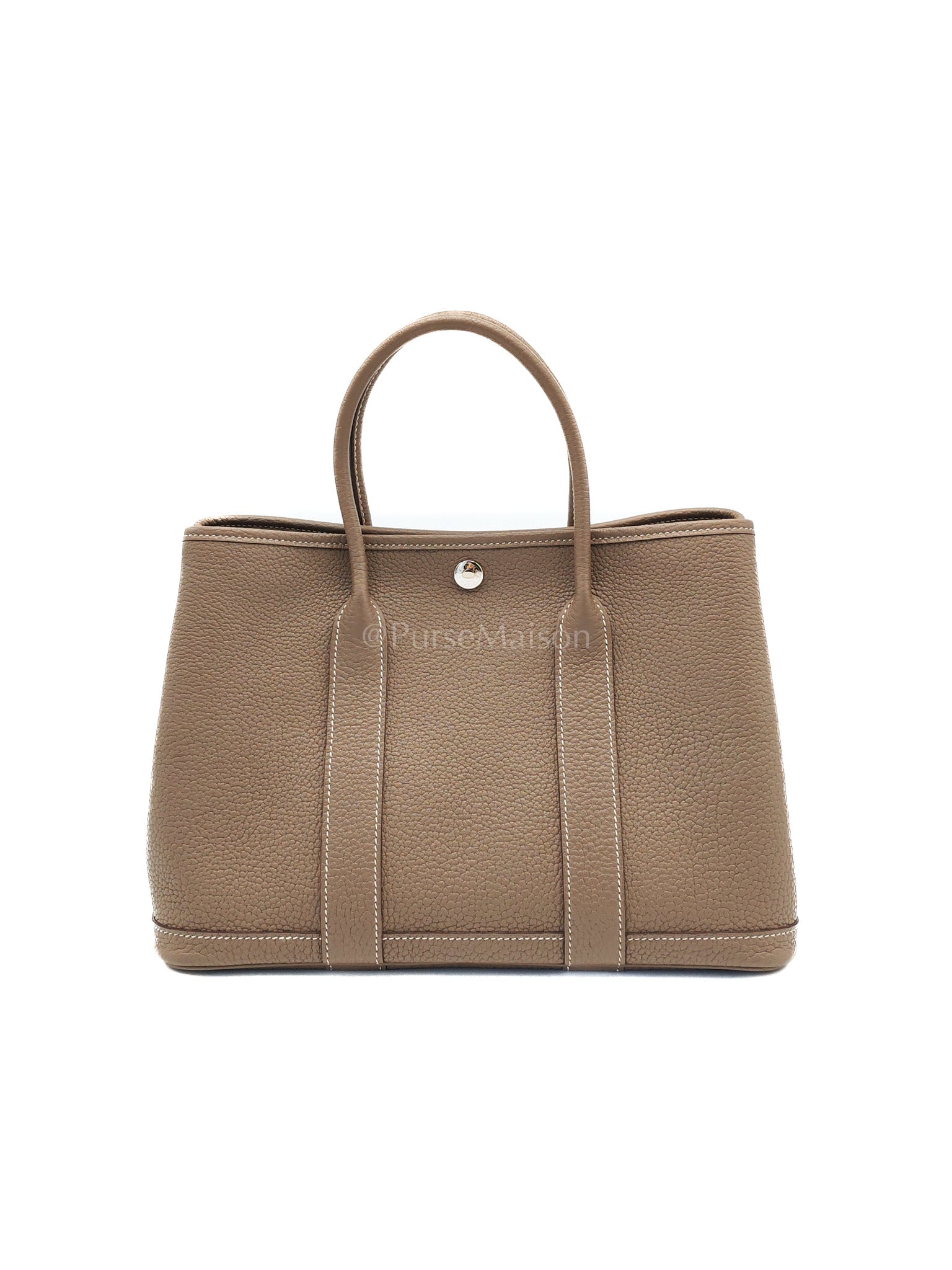 Garden Party Tote (GPT) 30 Etoupe Negonda Leather in Palladium Hardware Stamp W(2024) | Purse Maison Luxury Bags Shop
