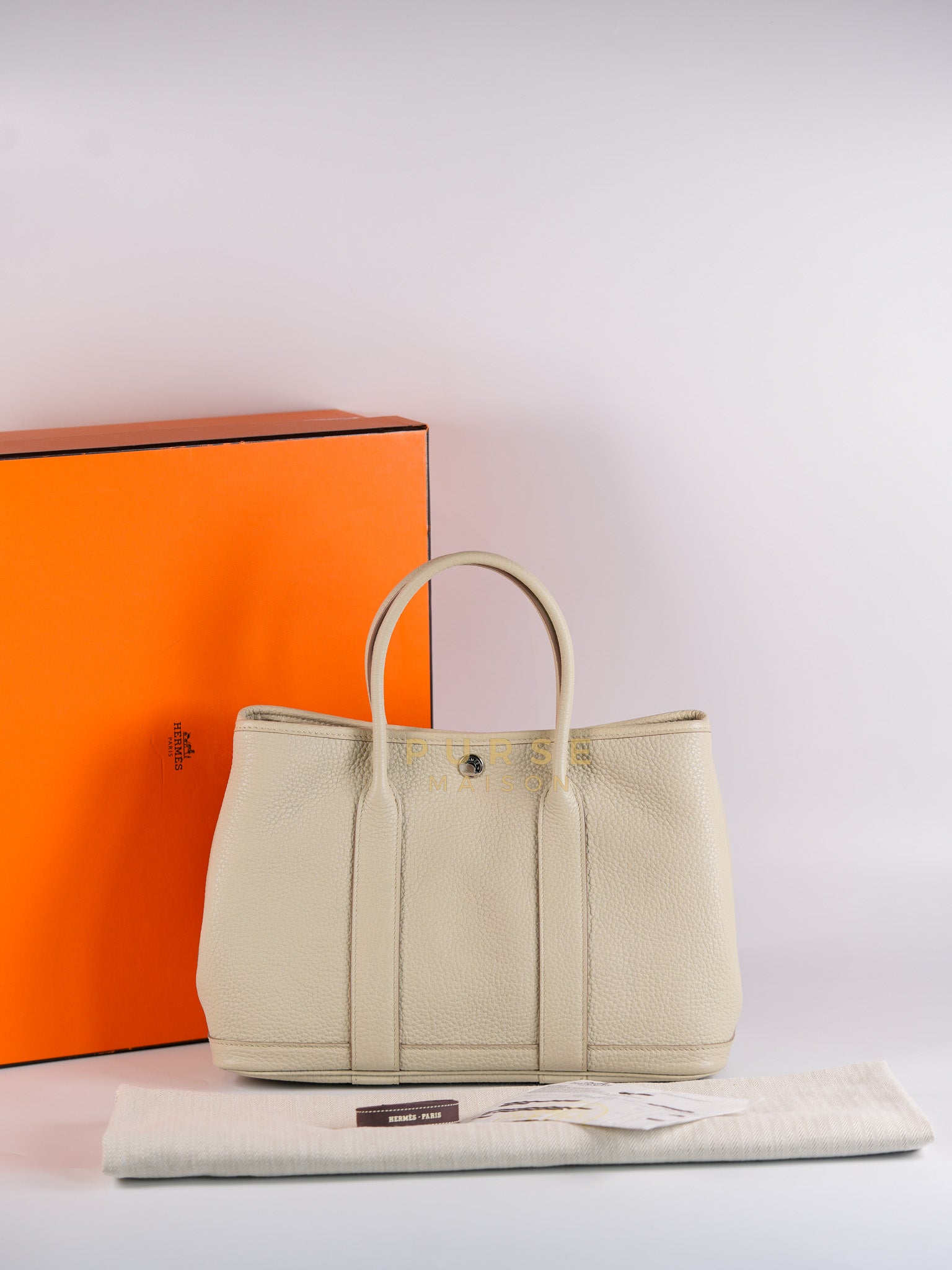 Garden Party Tote (GPT) 30 in Beton Veau Negonda Leather & Palladium Hardware Stamp Z (2021) | Purse Maison Luxury Bags Shop