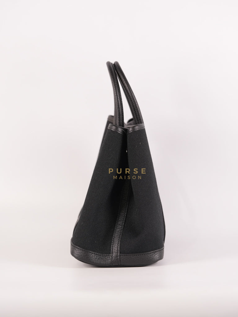 Garden Party Tote (GPT 30) in Black Canvas and Palladium Hardware Stamp B (2023) | Purse Maison Luxury Bags Shop