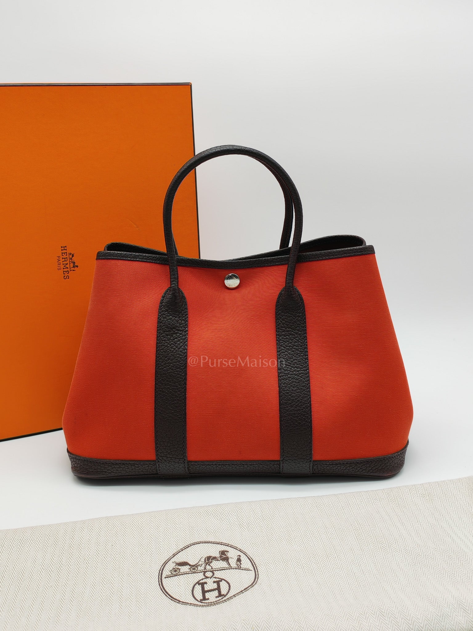 Garden Party Tote (GPT) 30 in Orange Mecano Canvas Palladium Hardware Stamp Z(2021) | Purse Maison Luxury Bags Shop