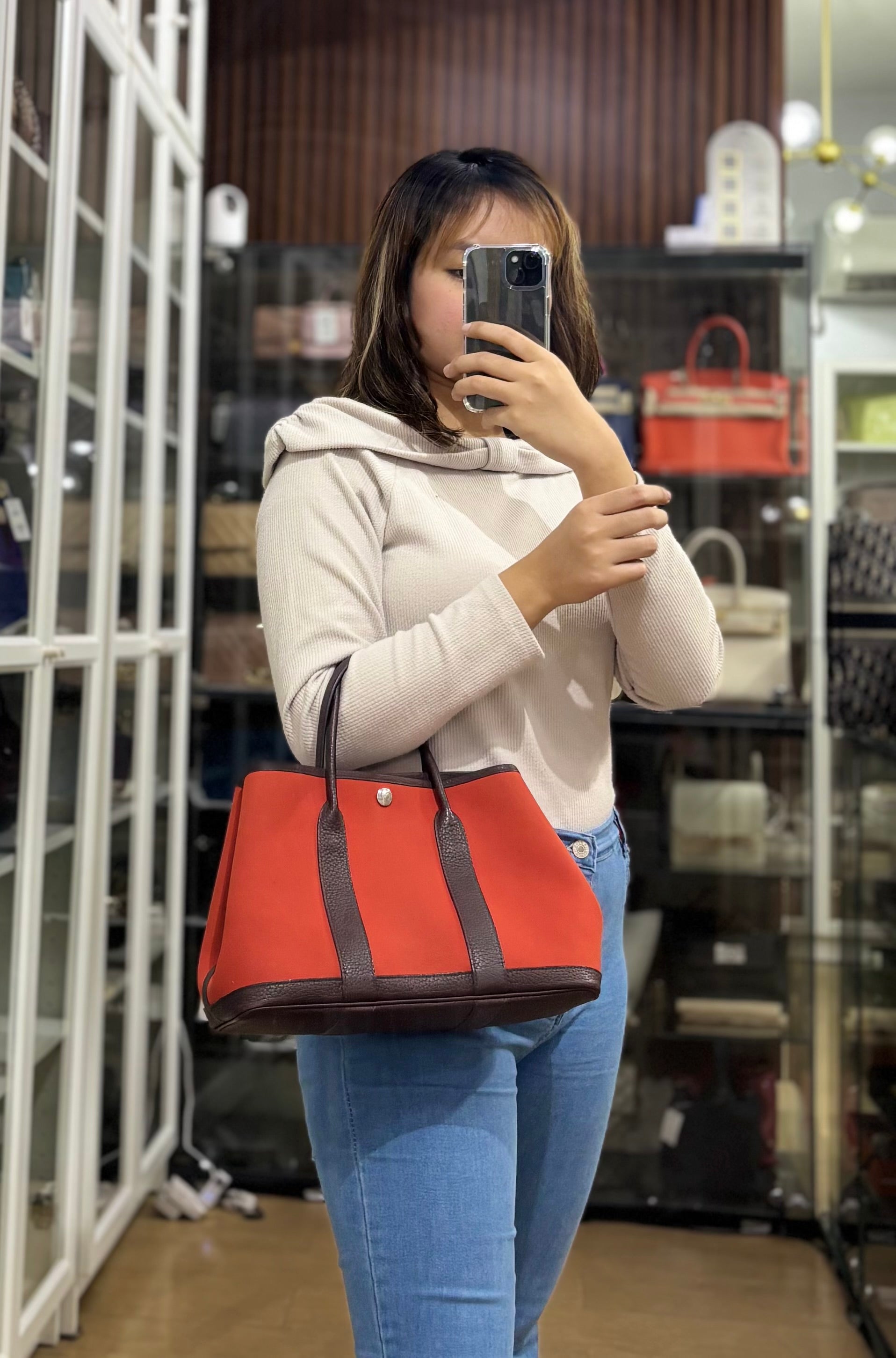 Garden Party Tote (GPT) 30 in Orange Mecano Canvas Stamp A | Purse Maison Luxury Bags Shop