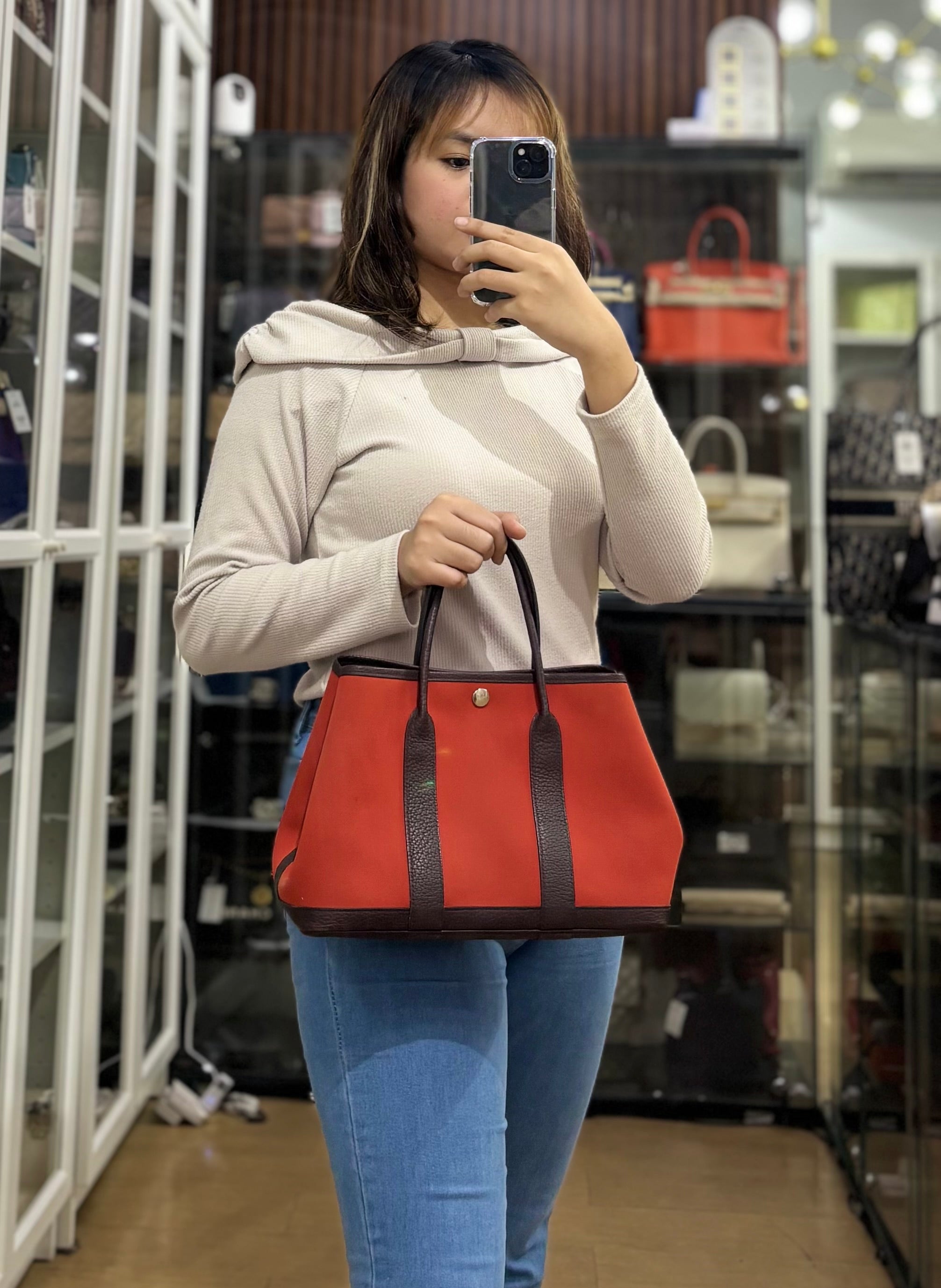 Garden Party Tote (GPT) 30 in Orange Mecano Canvas Stamp A | Purse Maison Luxury Bags Shop