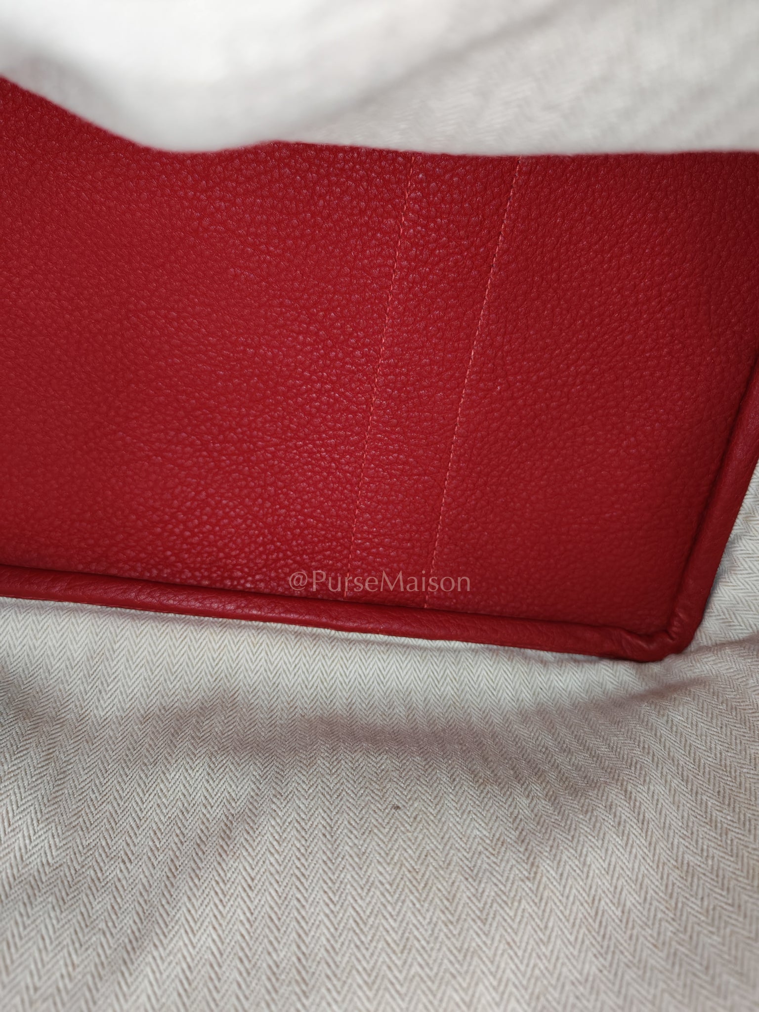 Garden Party Tote (GPT) 36 Rouge Red in Negoda Leather Palladium Hardware Stamp Square Q (2013) | Purse Maison Luxury Bags Shop