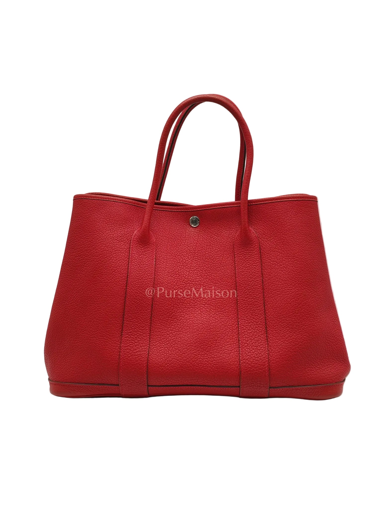 Garden Party Tote (GPT) 36 Rouge Red in Negoda Leather Palladium Hardware Stamp Square Q (2013) | Purse Maison Luxury Bags Shop